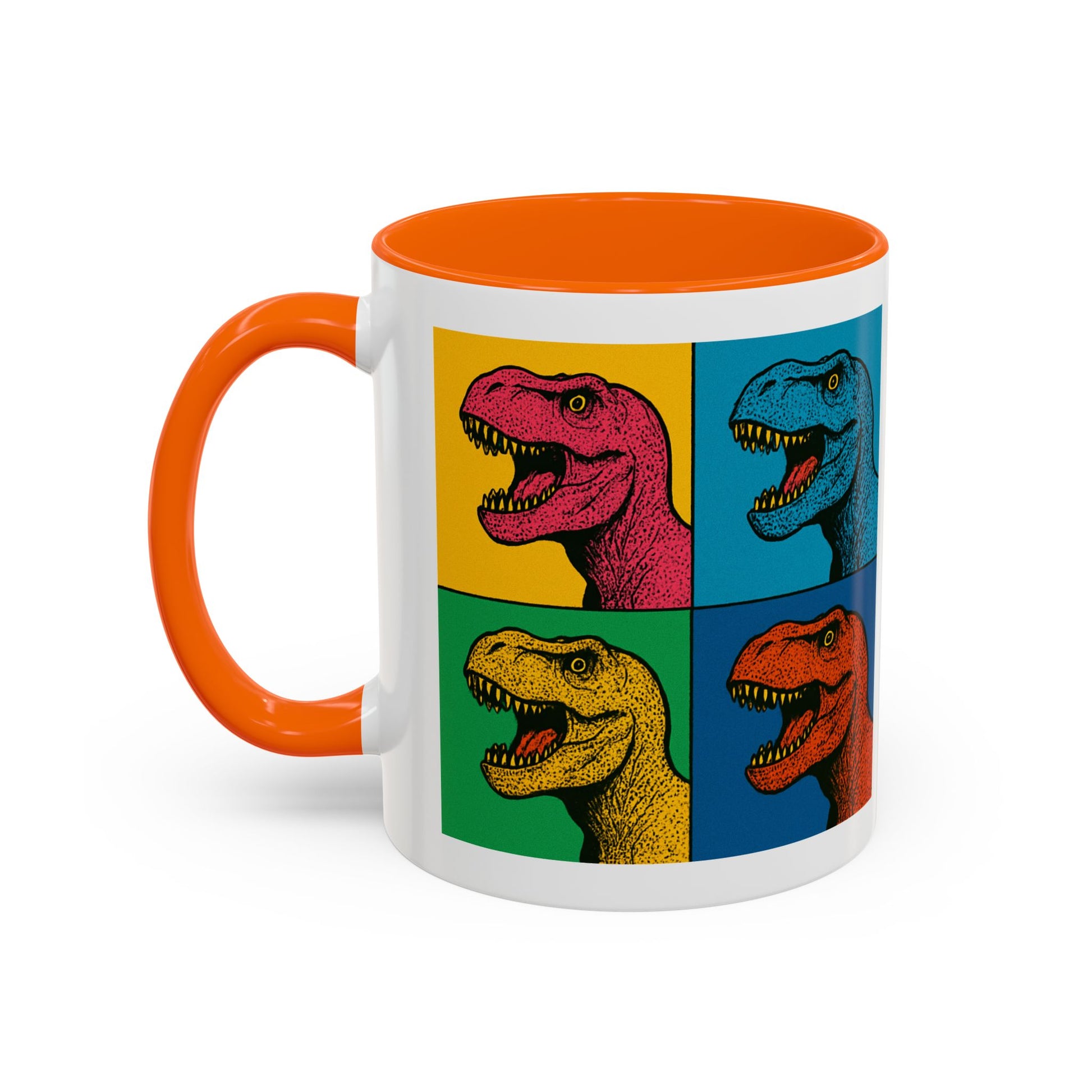 Dinosaur Accent Coffee Mug - Colorful T-Rex Design, Fun Gift for Kids, Perfect for Birthdays, Coffee Lover, Dinosaur Enthusiast