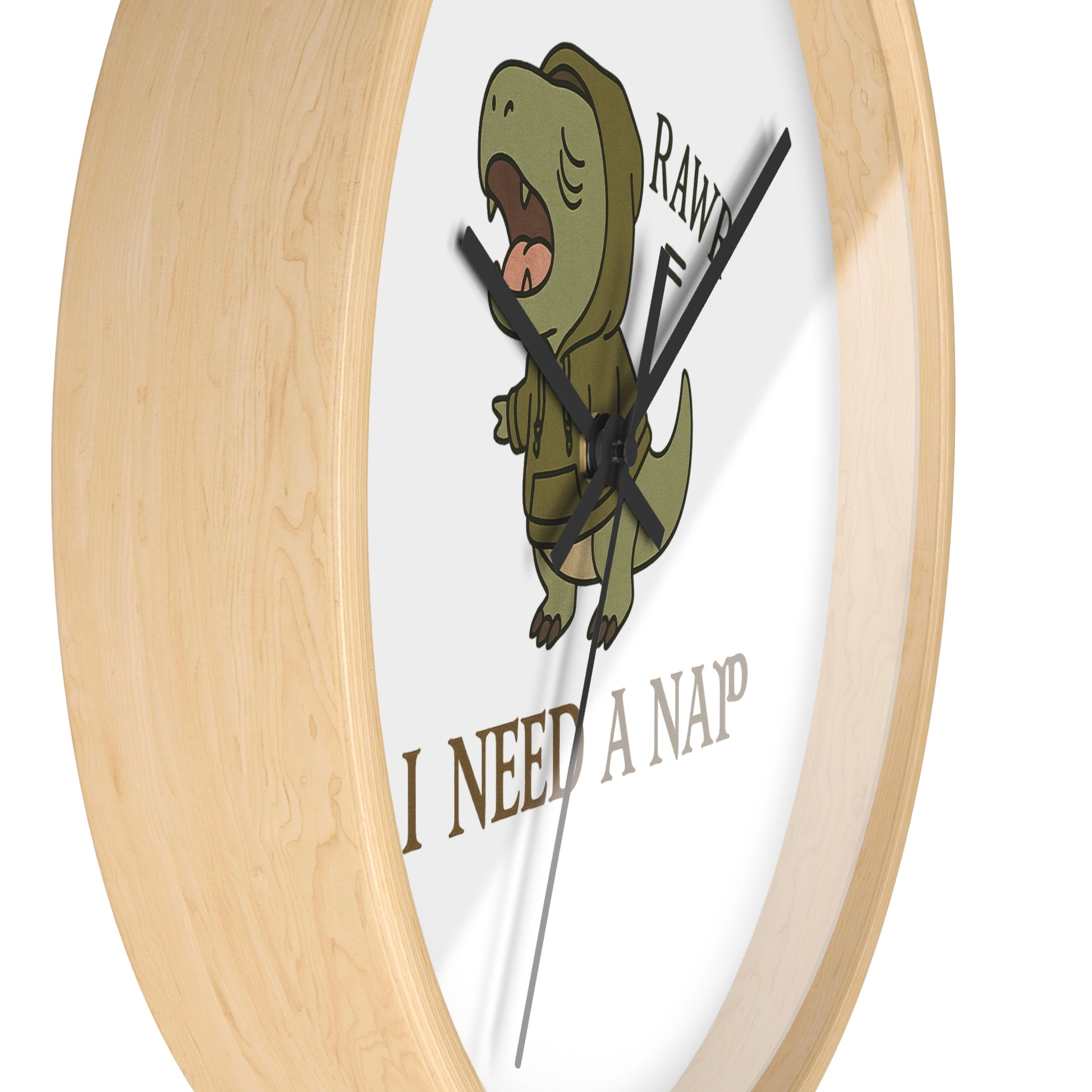 Dinosaur Nap Time Wall Clock, Cute T-Rex Clock, Kids Room Decor, Fun Wall Art, Gift for Dino Lovers, Nursery Wall Clock