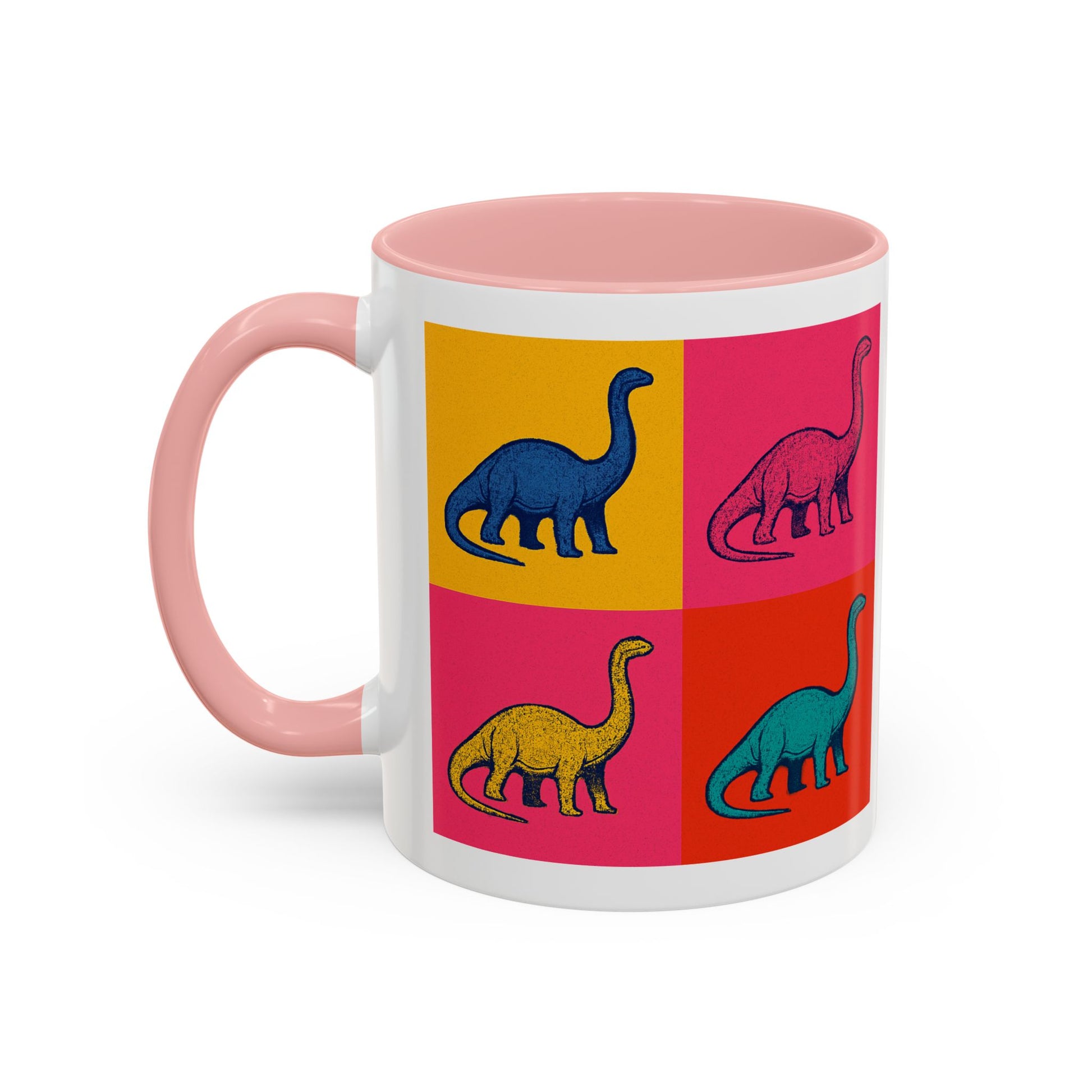 Colorful Dinosaur Accent Coffee Mug - Fun Gift for Dino Lovers, Cute Drinkware for Birthdays, Unique Home Decor, Dinosaur Themed