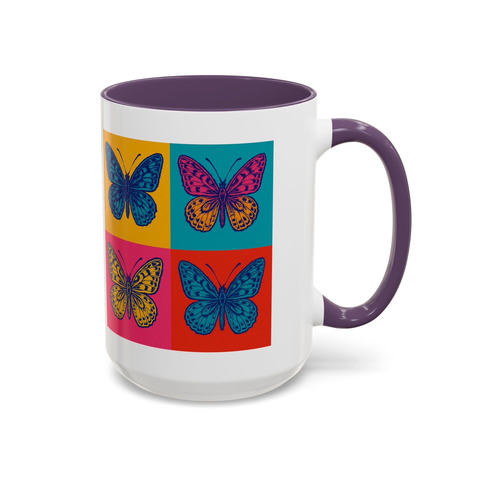 Bold Butterfly Accent Coffee Mug, Colorful Butterfly Mug, Artistic Coffee Cup, Unique Mug Gift, Retro-Inspired Drinkware