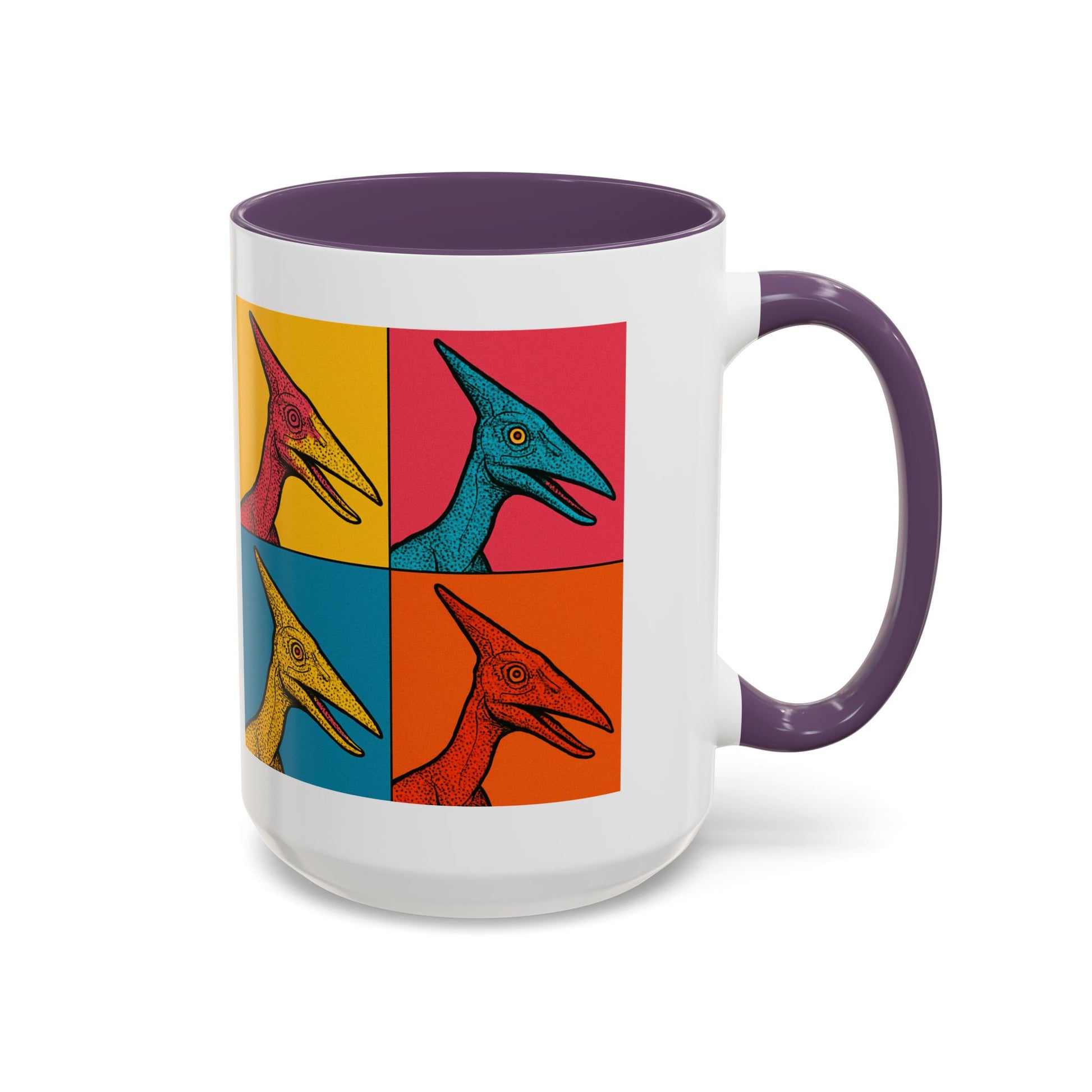 Vibrant Dinosaur Accent Coffee Mug - Quirky Gift for Pterodactyl Lovers, Unique Kitchen Decor, Colorful Ceramic Mug