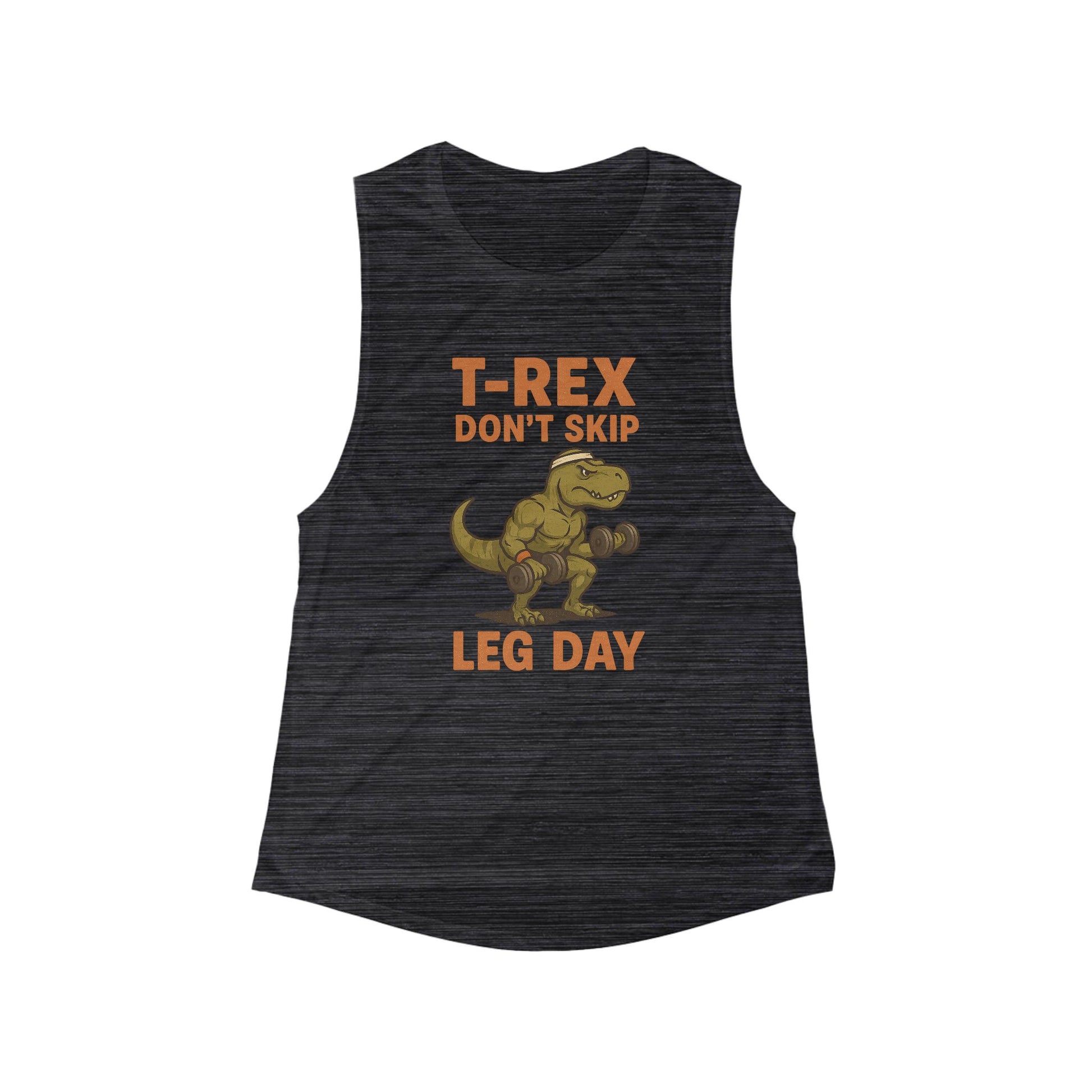 T-Rex Workout Tank - Fun Flowy Muscle Top, Perfect for Gym, Gifts for Fitness Lovers, Humor Tee, Leg Day Motivation
