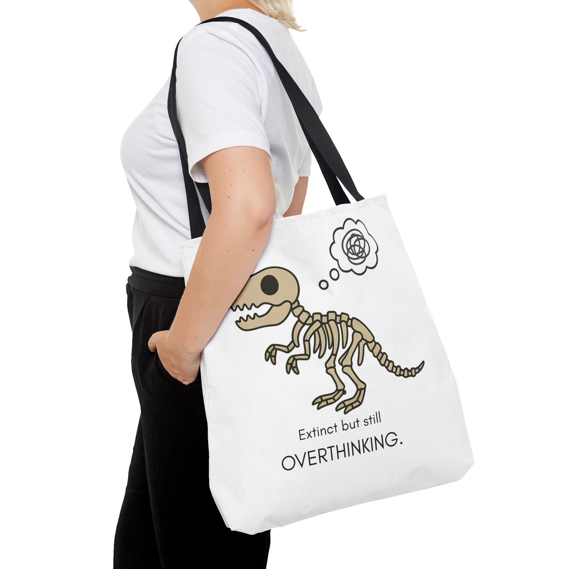 Dinosaur Tote Bag - Extinct but still OVERTHINKING, Funny Tote, Gift for Students, Eco-Friendly Carryall, Unique Shopper Bag, Cute Bag [...]