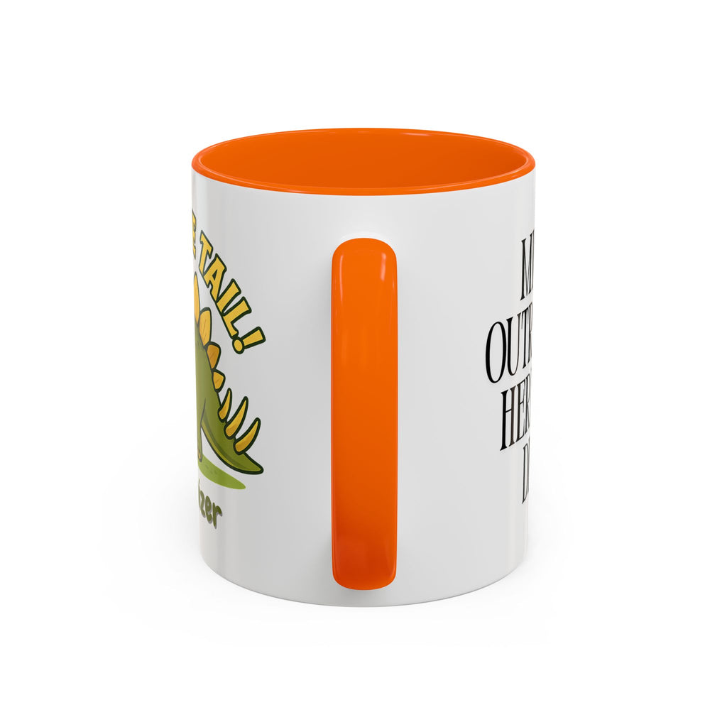 Thagomizer "Mind the Tail" Dinosaur Mug, Fun Gift for Dinosaur Lovers, Unique Office Cup, Birthday Present, Whimsical Tea or Coffee Mug