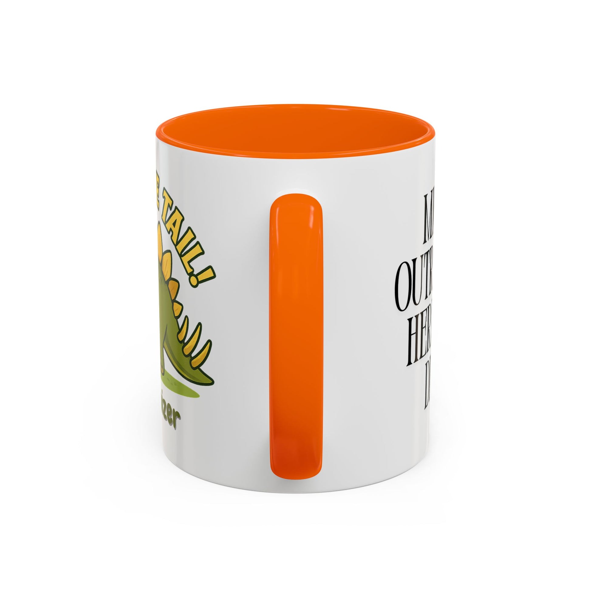 Thagomizer "Mind the Tail" Dinosaur Mug, Fun Gift for Dinosaur Lovers, Unique Office Cup, Birthday Present, Whimsical Tea or Coffee Mug