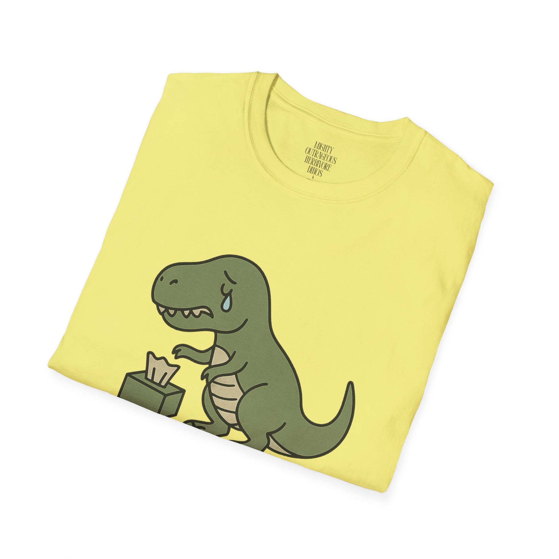 Funny Dinosaur T-Shirt, Cute Gift for Dino Lovers, Tiny Arms Big Emotions Tee, Unisex Softstyle Tee, Quirky Fashion, Humor Shirt