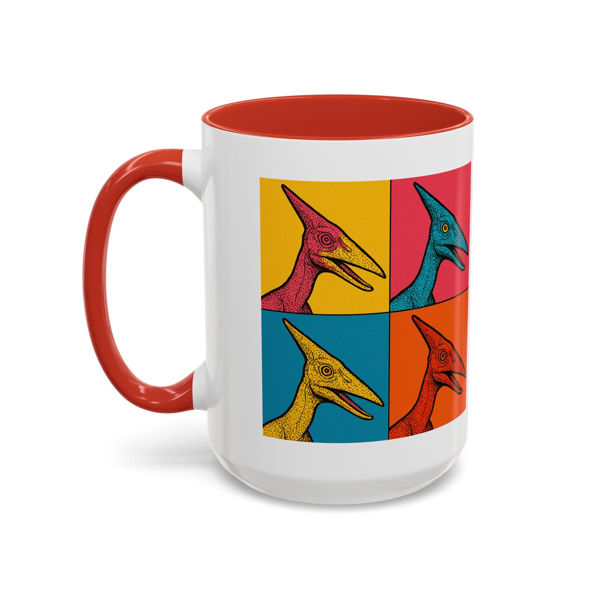 Vibrant Dinosaur Accent Coffee Mug - Quirky Gift for Pterodactyl Lovers, Unique Kitchen Decor, Colorful Ceramic Mug