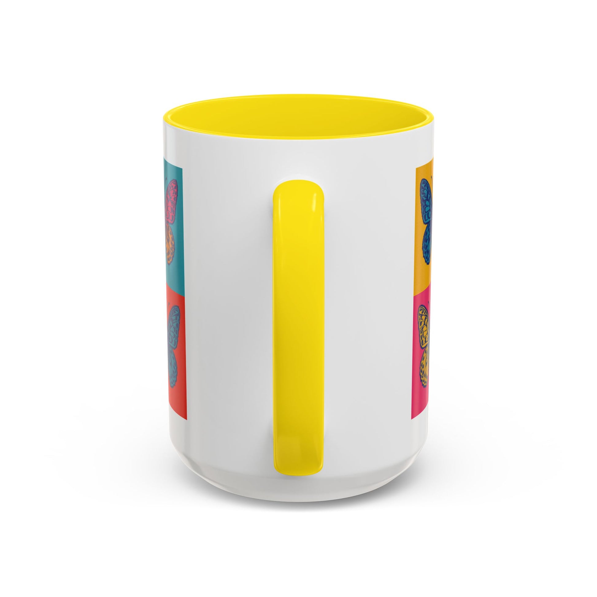 Bold Butterfly Accent Coffee Mug, Colorful Butterfly Mug, Artistic Coffee Cup, Unique Mug Gift, Retro-Inspired Drinkware