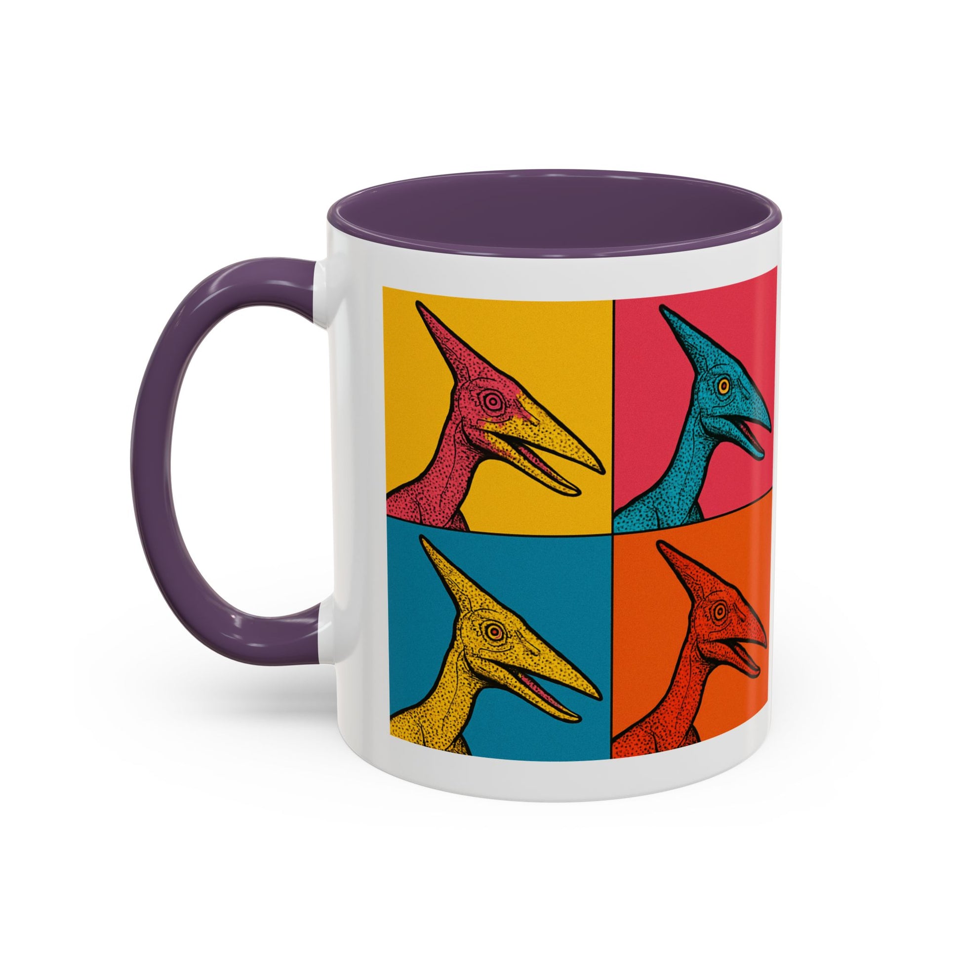 Vibrant Dinosaur Accent Coffee Mug - Quirky Gift for Pterodactyl Lovers, Unique Kitchen Decor, Colorful Ceramic Mug