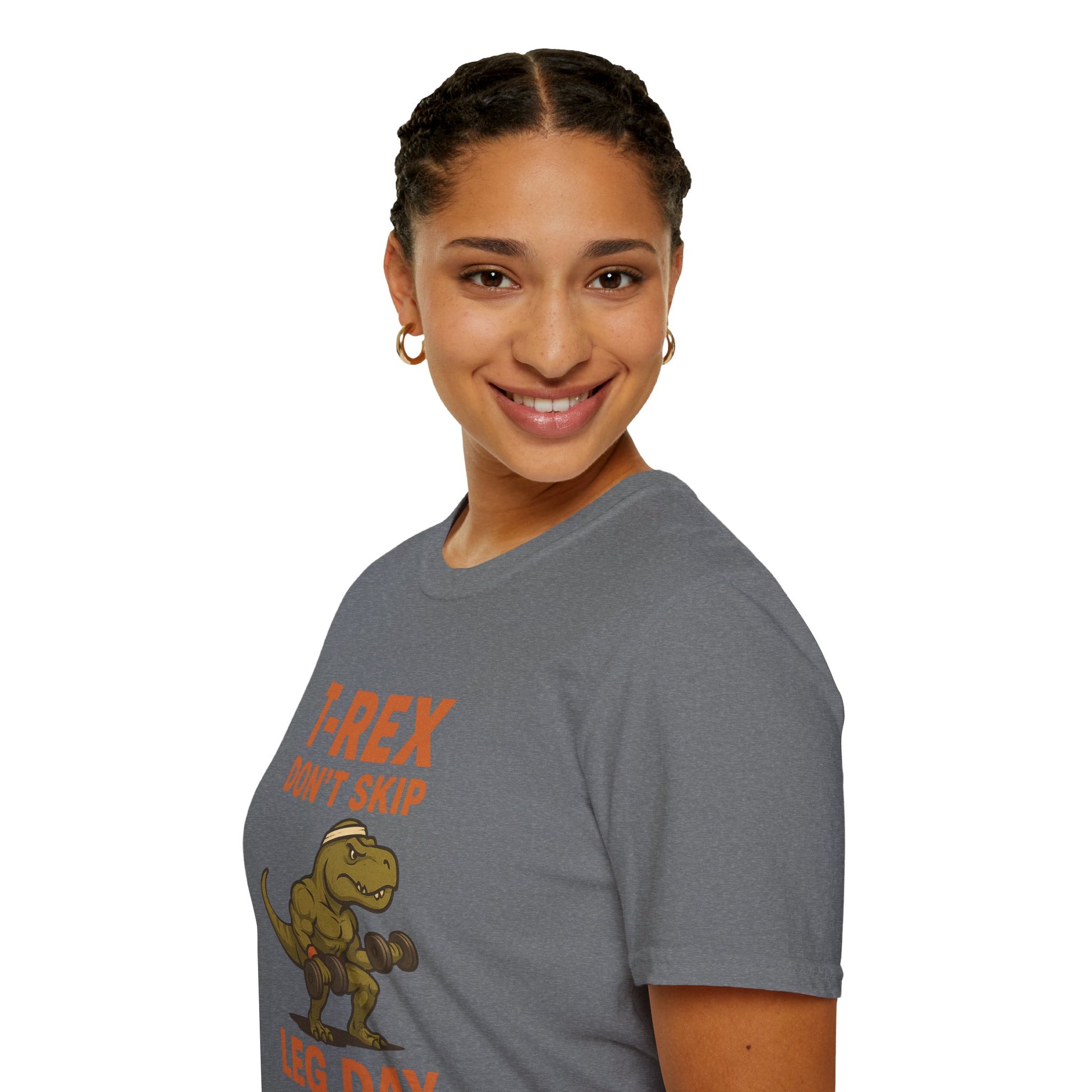 T-Shirt with T-Rex Design, Funny Dino Tee, Gym Humor Shirt, Unisex Jurassic Workout Top