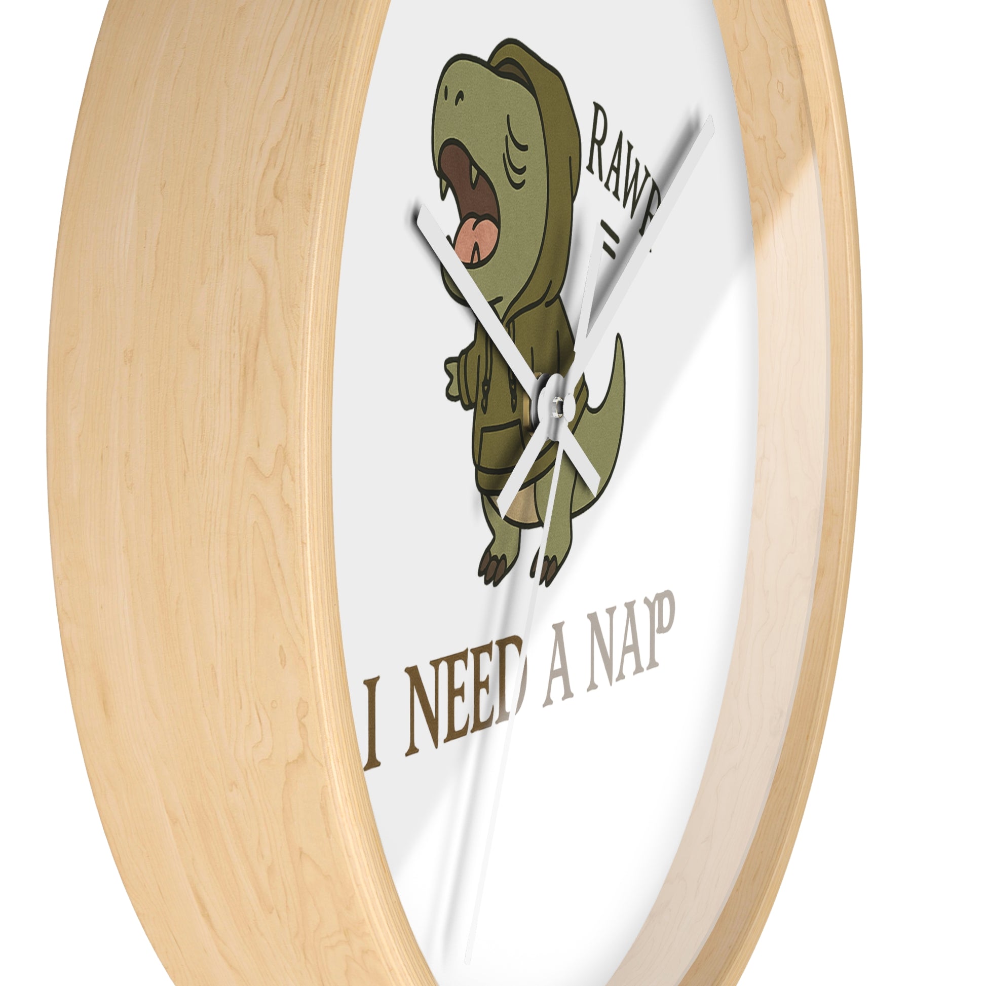 Dinosaur Nap Time Wall Clock, Cute T-Rex Clock, Kids Room Decor, Fun Wall Art, Gift for Dino Lovers, Nursery Wall Clock