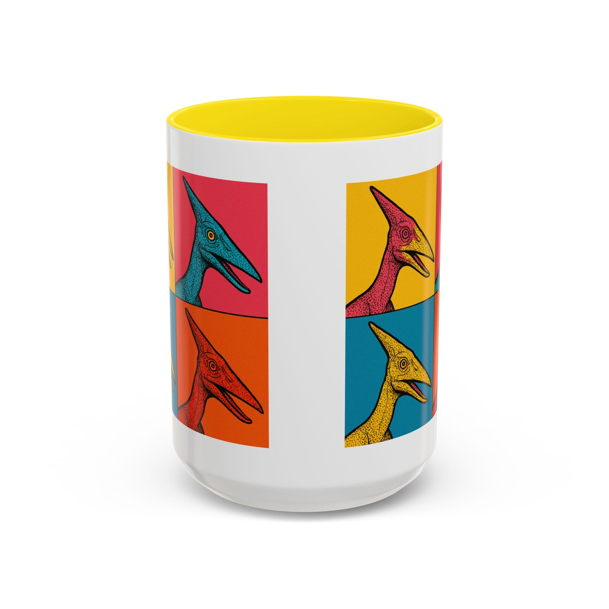 Vibrant Dinosaur Accent Coffee Mug - Quirky Gift for Pterodactyl Lovers, Unique Kitchen Decor, Colorful Ceramic Mug