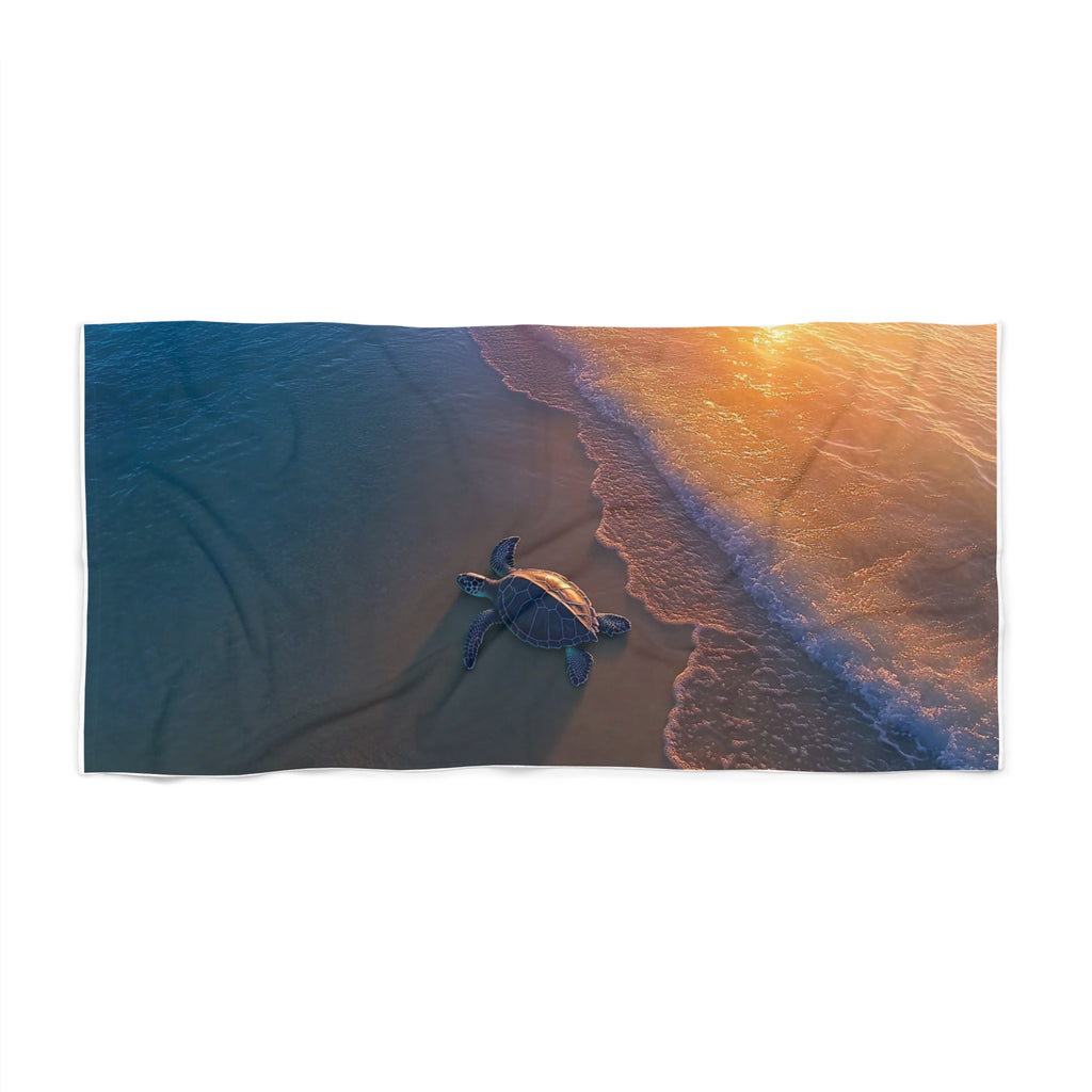 Beach Towel, Sea Turtle Sunset Design - Tropical Towel, Ocean Animal Print, Summer Pool Towel, Relaxing Beach Blanket, Coastal Home Decor