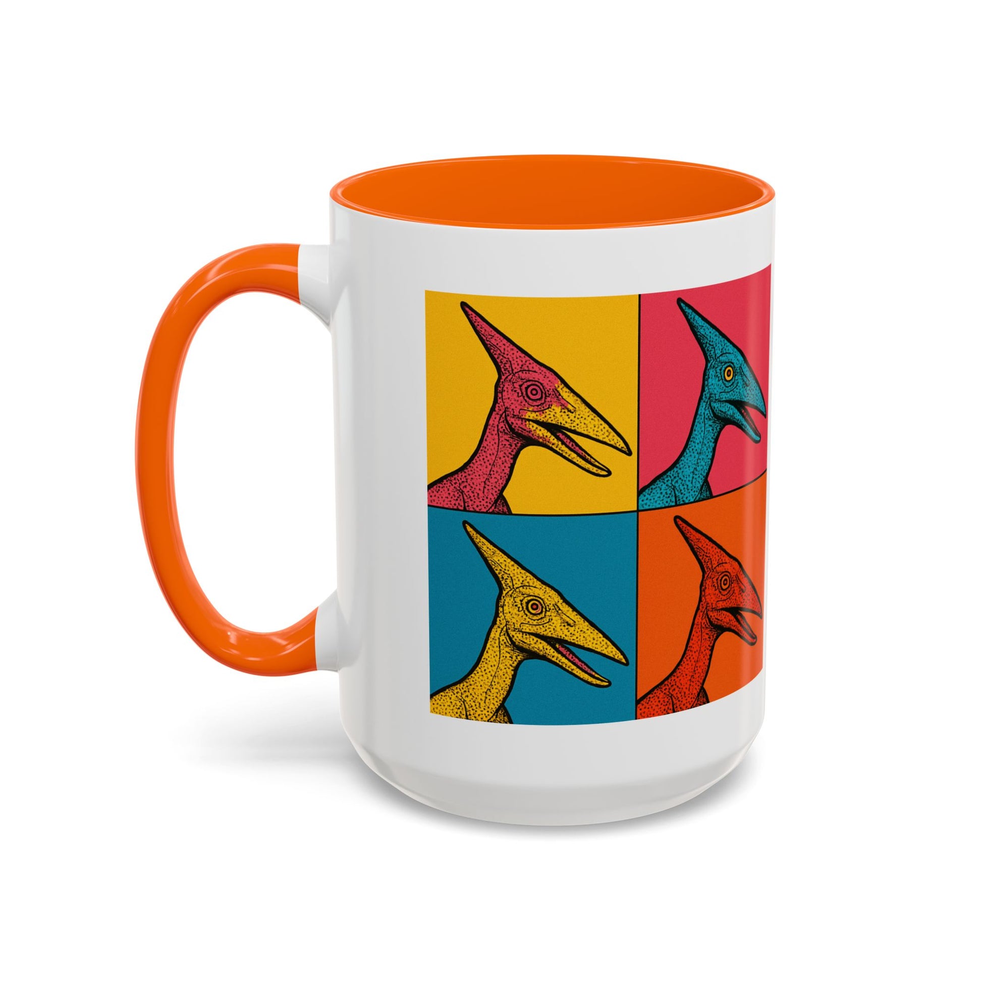Vibrant Dinosaur Accent Coffee Mug - Quirky Gift for Pterodactyl Lovers, Unique Kitchen Decor, Colorful Ceramic Mug