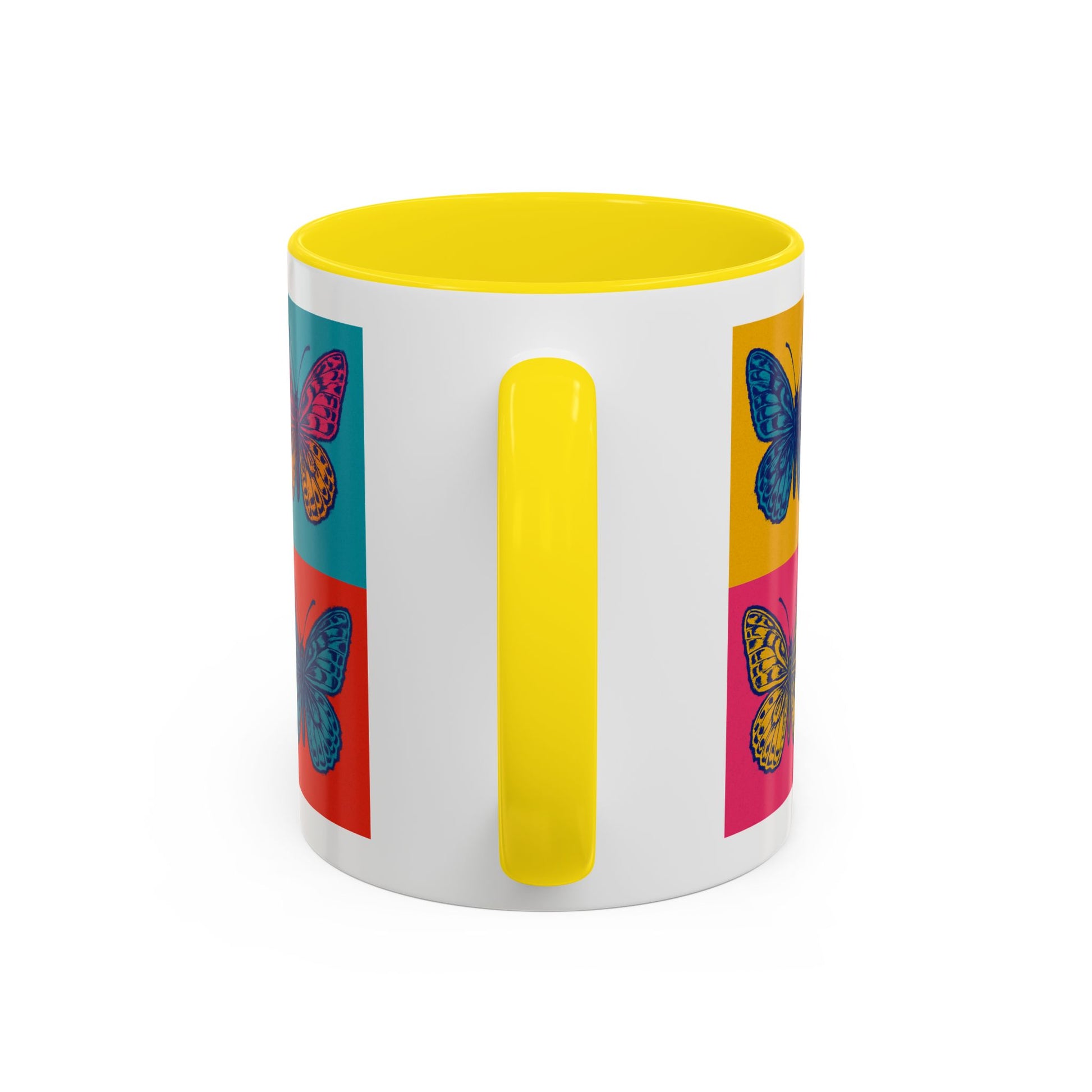 Bold Butterfly Accent Coffee Mug, Colorful Butterfly Mug, Artistic Coffee Cup, Unique Mug Gift, Retro-Inspired Drinkware