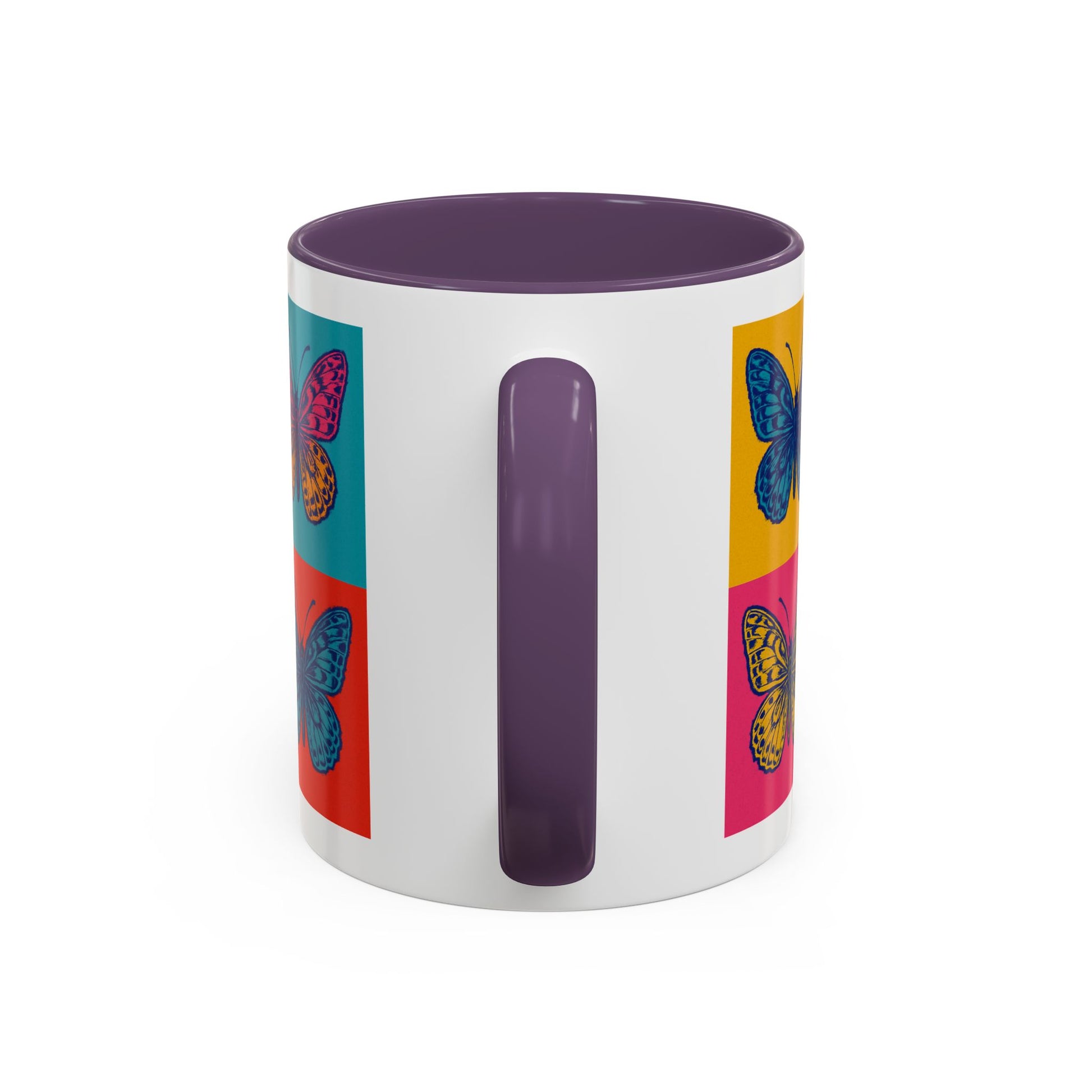 Bold Butterfly Accent Coffee Mug, Colorful Butterfly Mug, Artistic Coffee Cup, Unique Mug Gift, Retro-Inspired Drinkware