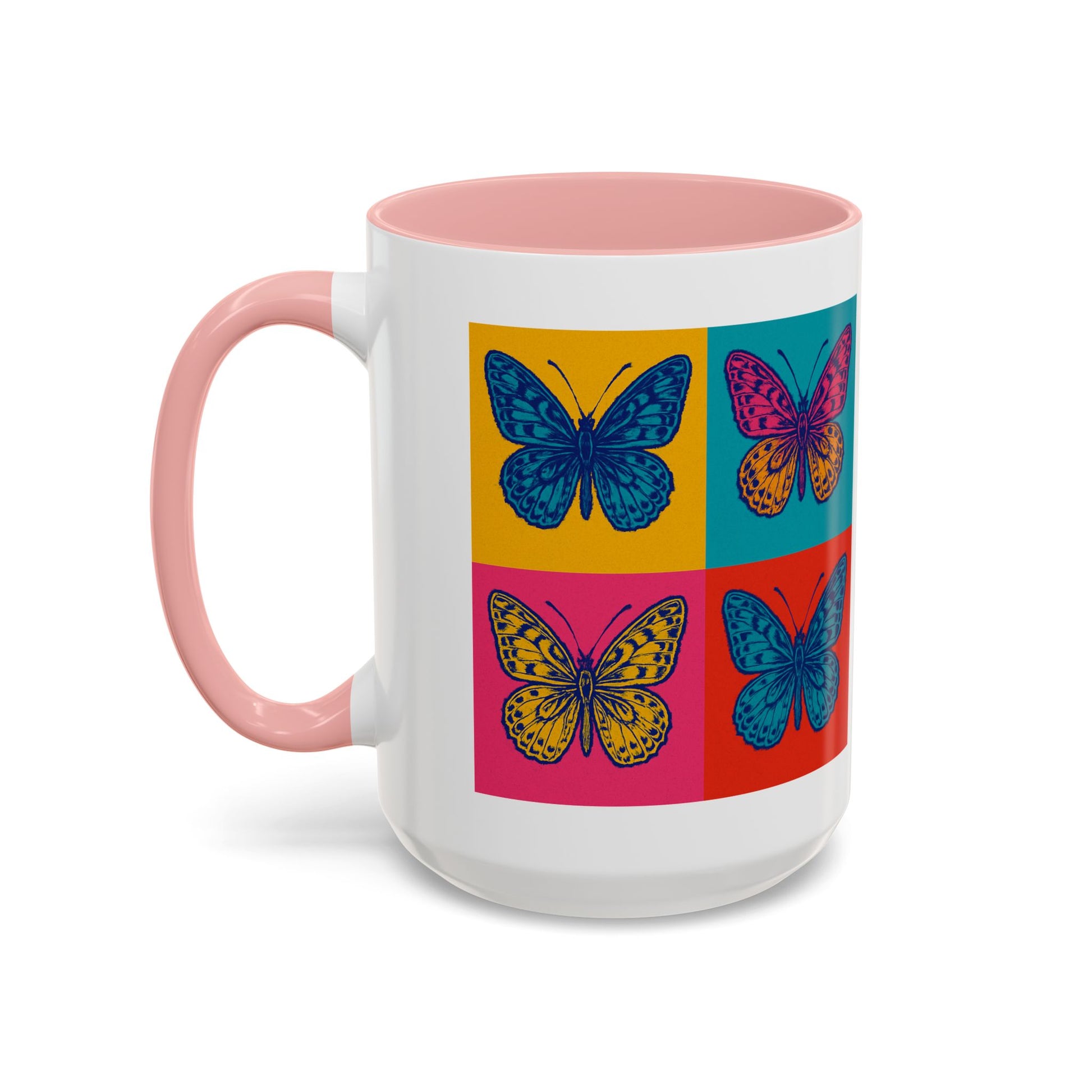 Bold Butterfly Accent Coffee Mug, Colorful Butterfly Mug, Artistic Coffee Cup, Unique Mug Gift, Retro-Inspired Drinkware