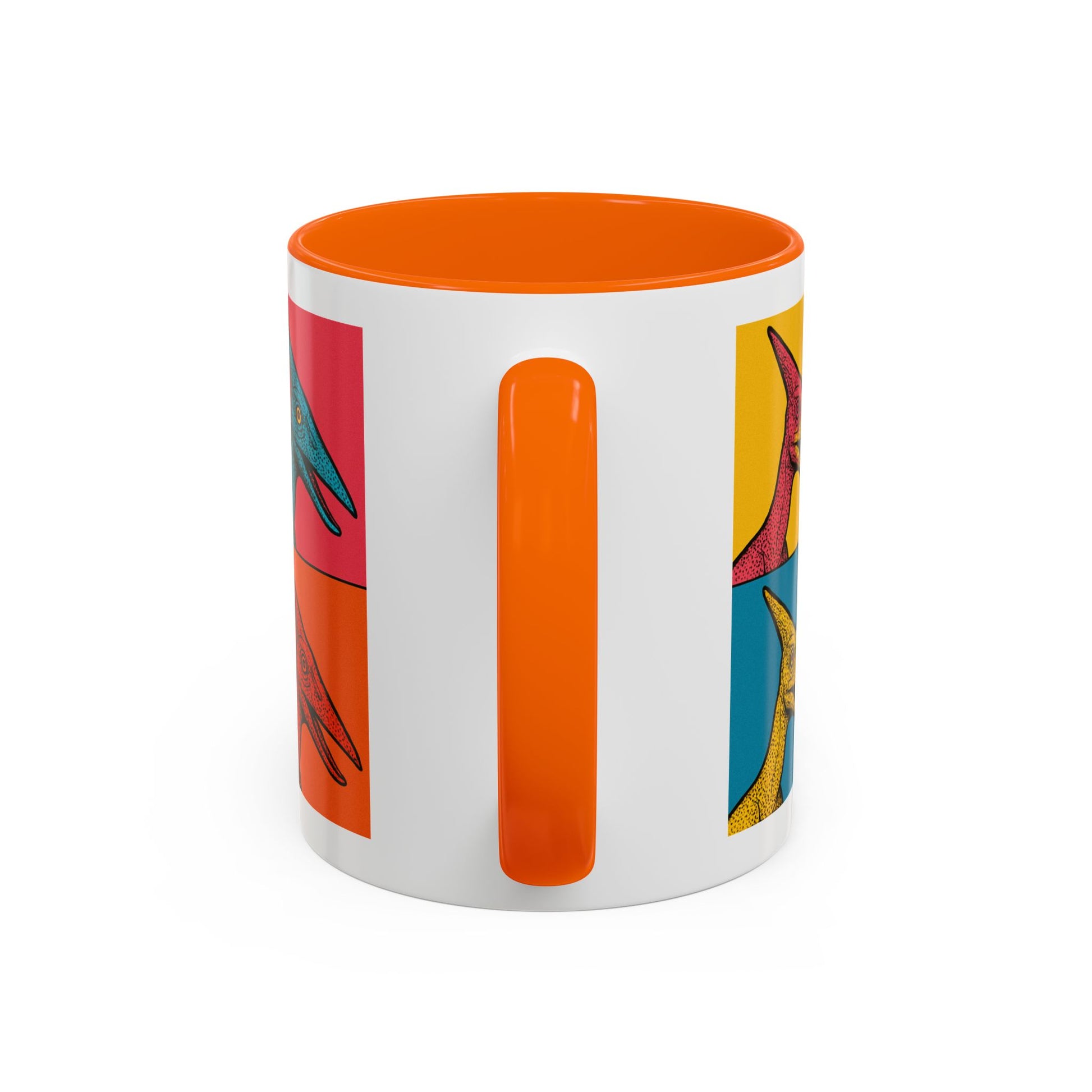 Vibrant Dinosaur Accent Coffee Mug - Quirky Gift for Pterodactyl Lovers, Unique Kitchen Decor, Colorful Ceramic Mug