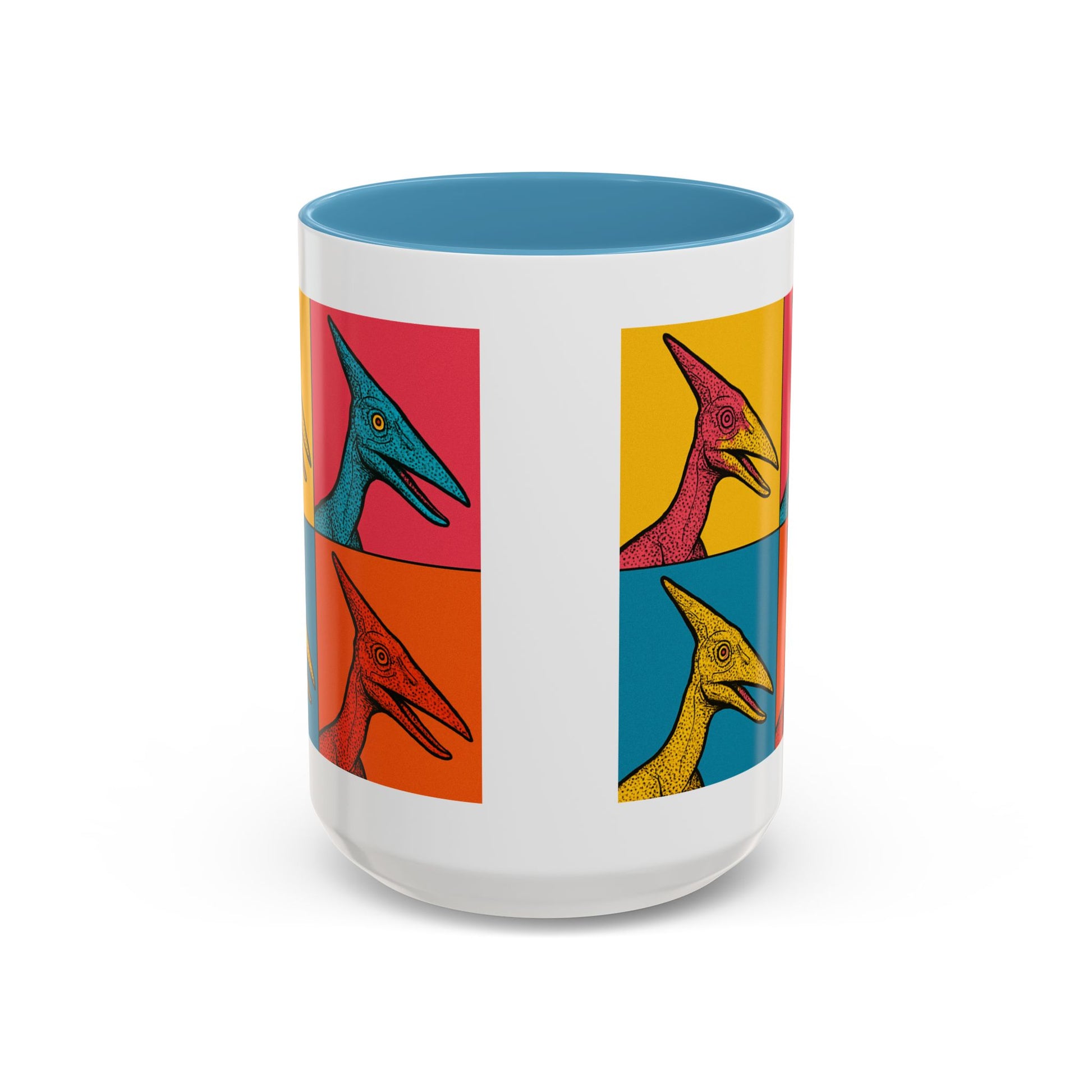Vibrant Dinosaur Accent Coffee Mug - Quirky Gift for Pterodactyl Lovers, Unique Kitchen Decor, Colorful Ceramic Mug