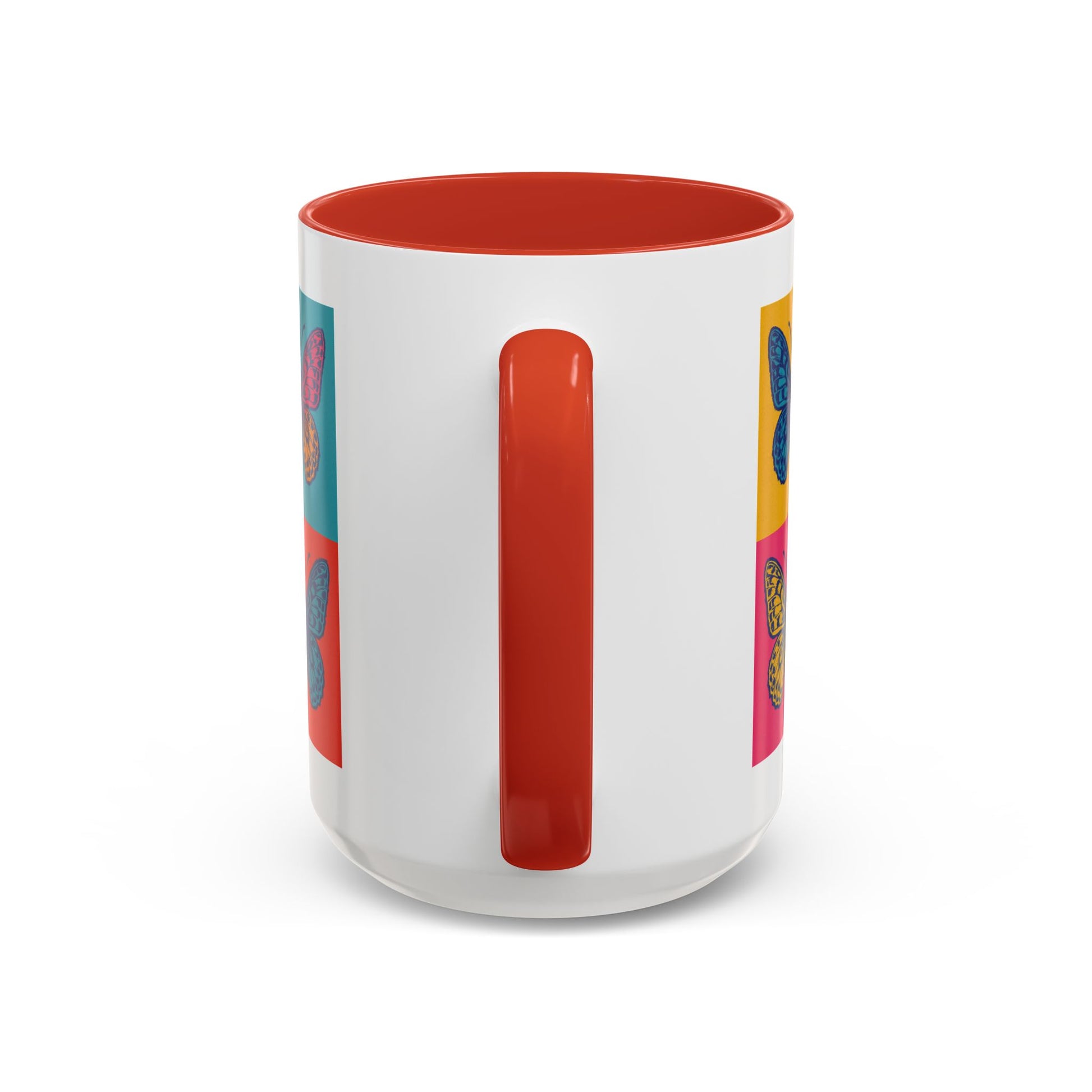 Bold Butterfly Accent Coffee Mug, Colorful Butterfly Mug, Artistic Coffee Cup, Unique Mug Gift, Retro-Inspired Drinkware