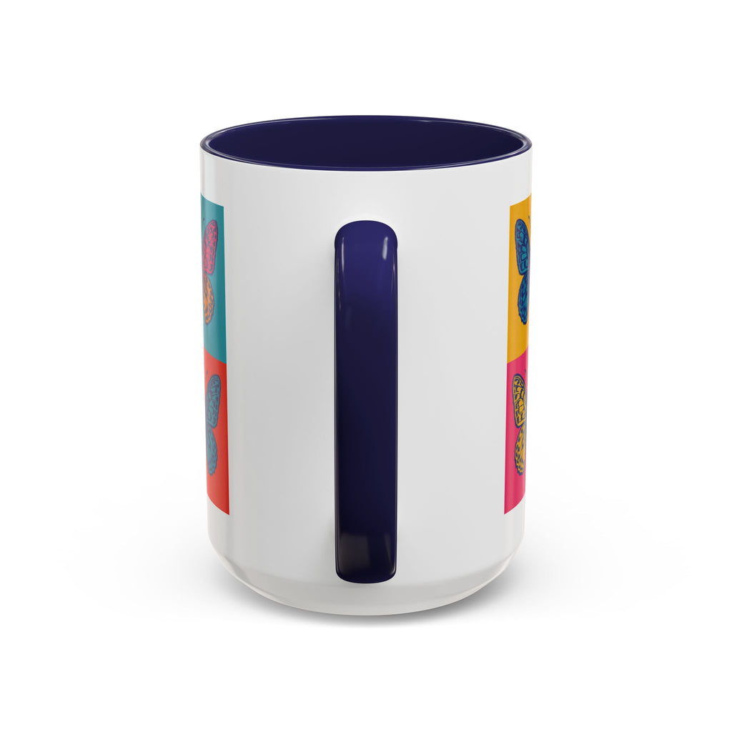 Bold Butterfly Accent Coffee Mug, Colorful Butterfly Mug, Artistic Coffee Cup, Unique Mug Gift, Retro-Inspired Drinkware