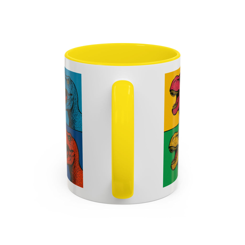 Dinosaur Accent Coffee Mug - Colorful T-Rex Design, Fun Gift for Kids, Perfect for Birthdays, Coffee Lover, Dinosaur Enthusiast