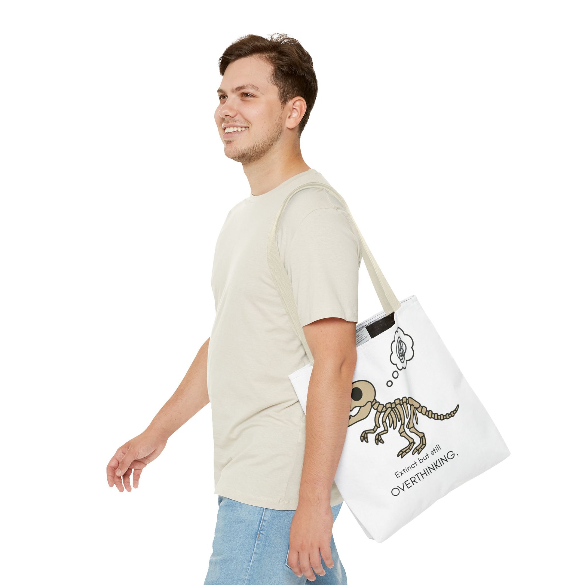 Dinosaur Tote Bag - Extinct but still OVERTHINKING, Funny Tote, Gift for Students, Eco-Friendly Carryall, Unique Shopper Bag, Cute Bag [...]