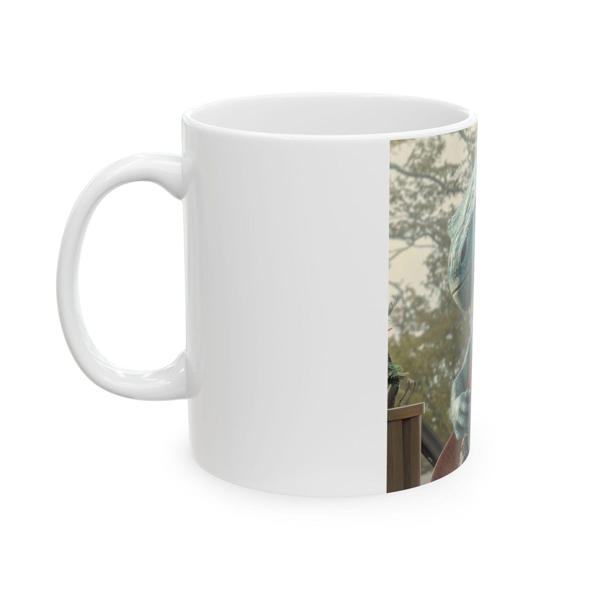 Groovy Groove Electric Bass Player, Dinosaur Coffee Mug, Bronto Brothers