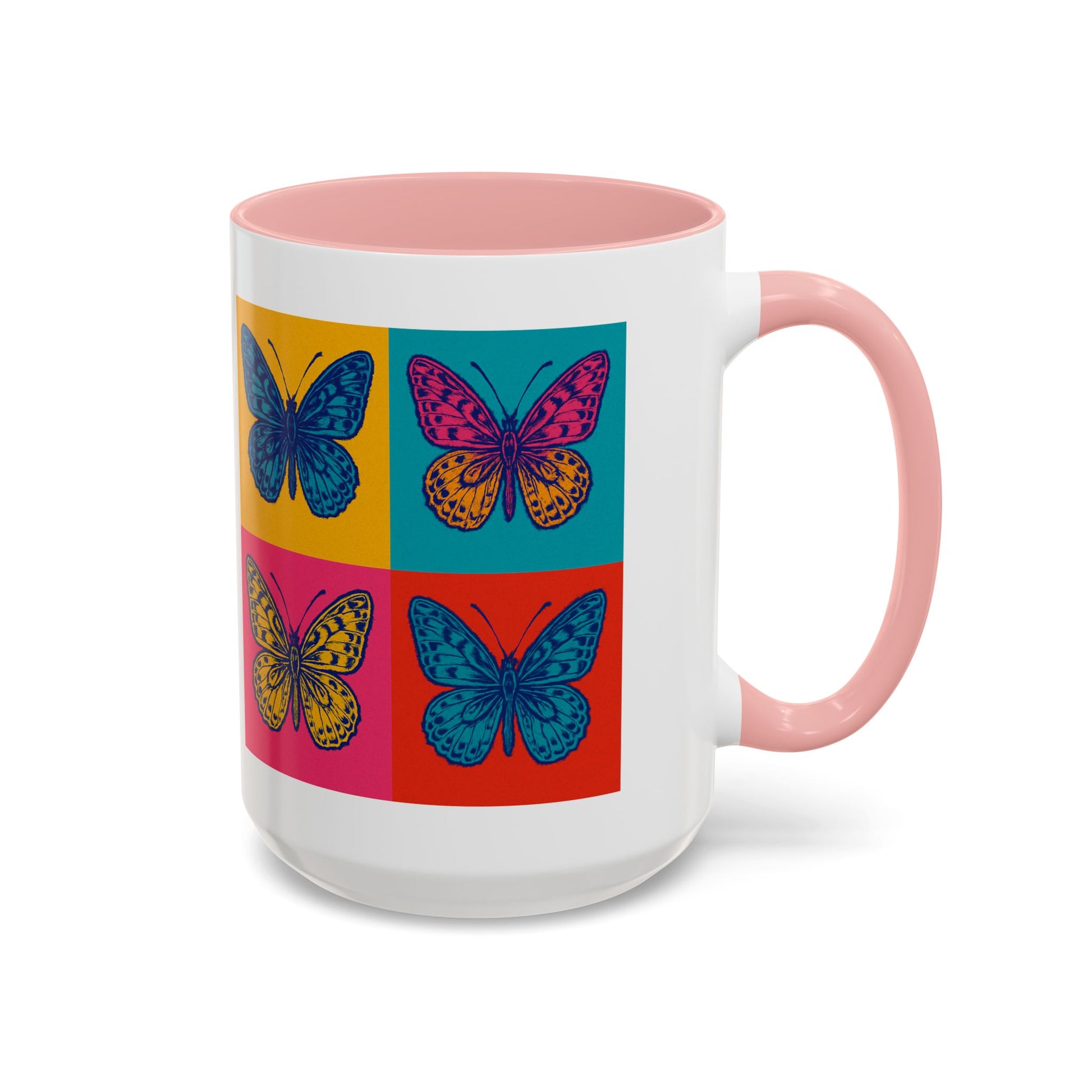 Bold Butterfly Accent Coffee Mug, Colorful Butterfly Mug, Artistic Coffee Cup, Unique Mug Gift, Retro-Inspired Drinkware