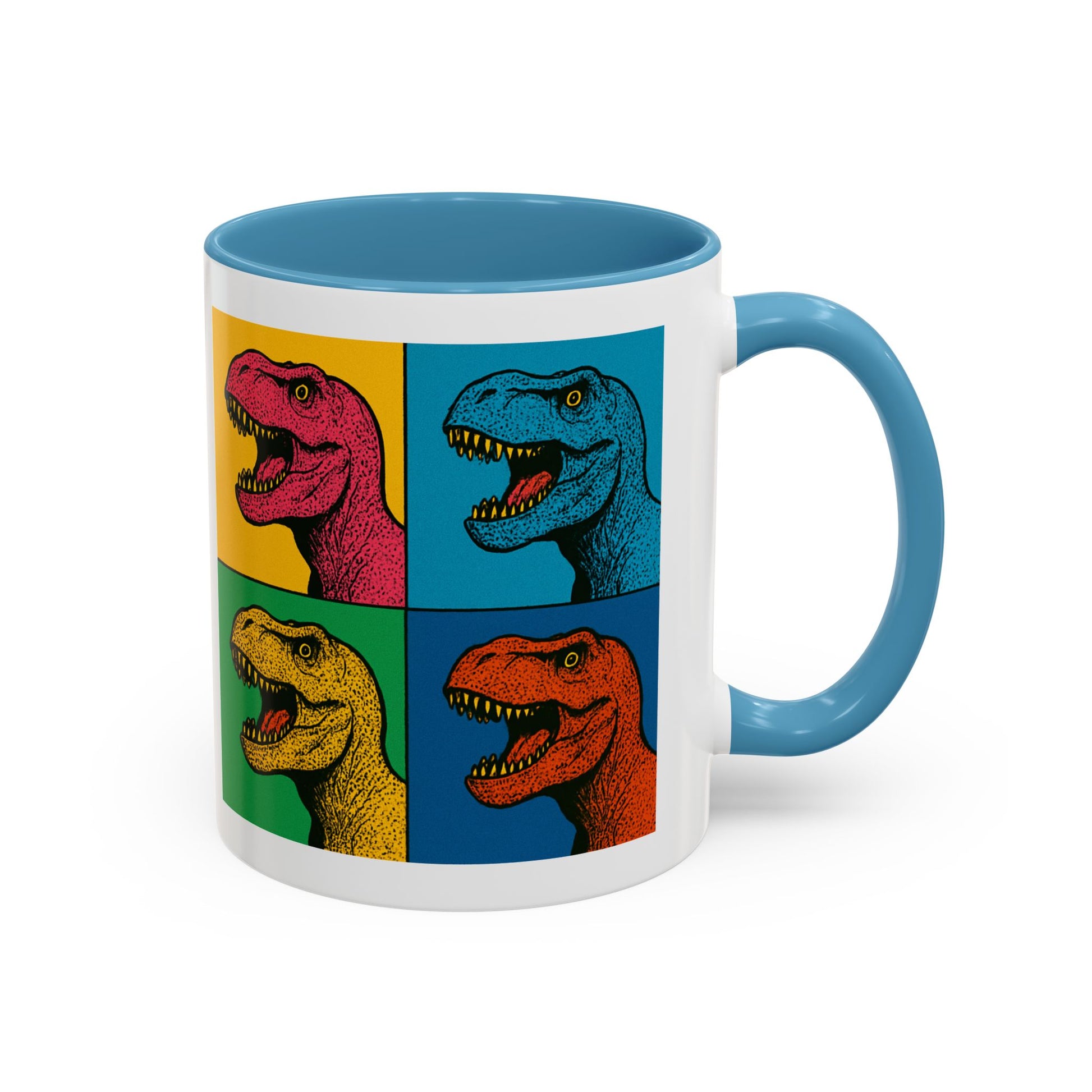 Dinosaur Accent Coffee Mug - Colorful T-Rex Design, Fun Gift for Kids, Perfect for Birthdays, Coffee Lover, Dinosaur Enthusiast
