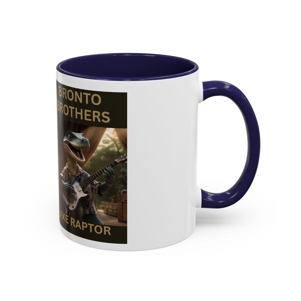 Axe Raptor Bronto Brothers Dinosaur Coffee Mug, Fun Dino Mug, Gifts for Musicians, Unique Coffee Lover's Mug, Funny Ceramic Cup