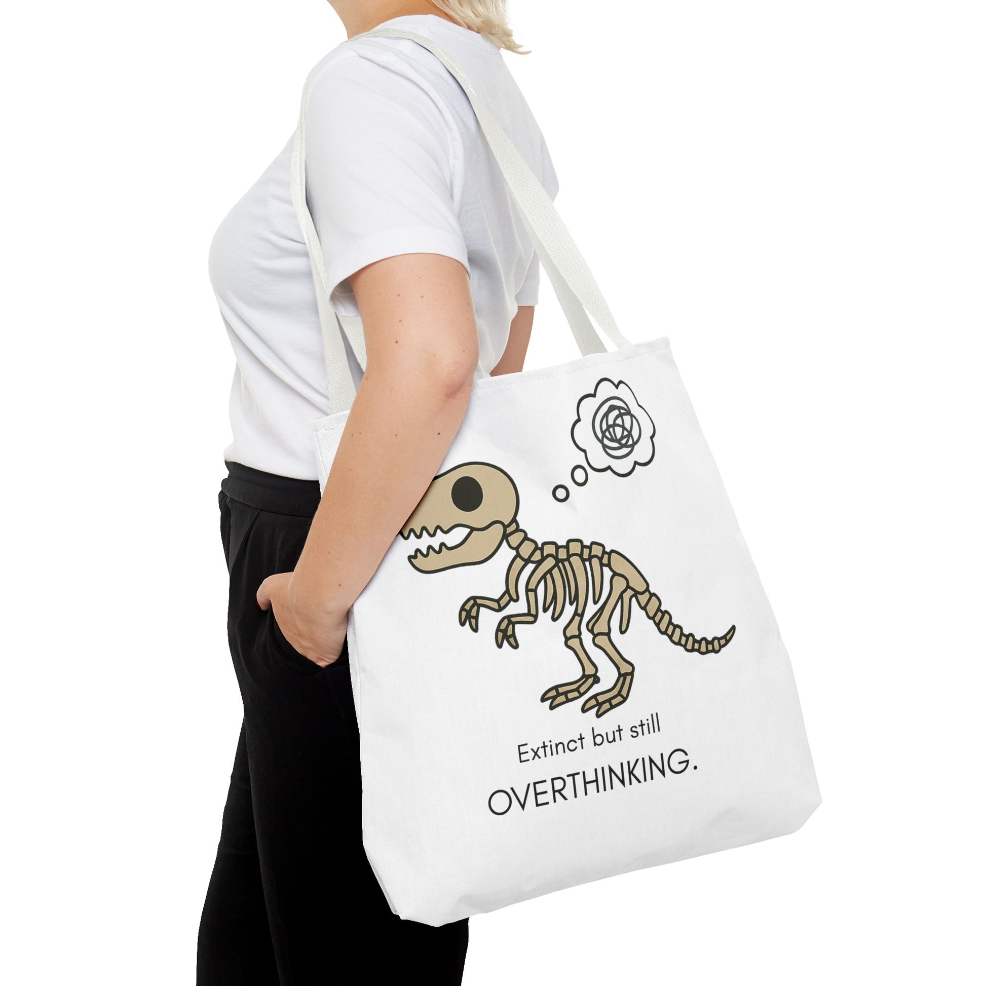 Dinosaur Tote Bag - Extinct but still OVERTHINKING, Funny Tote, Gift for Students, Eco-Friendly Carryall, Unique Shopper Bag, Cute Bag [...]