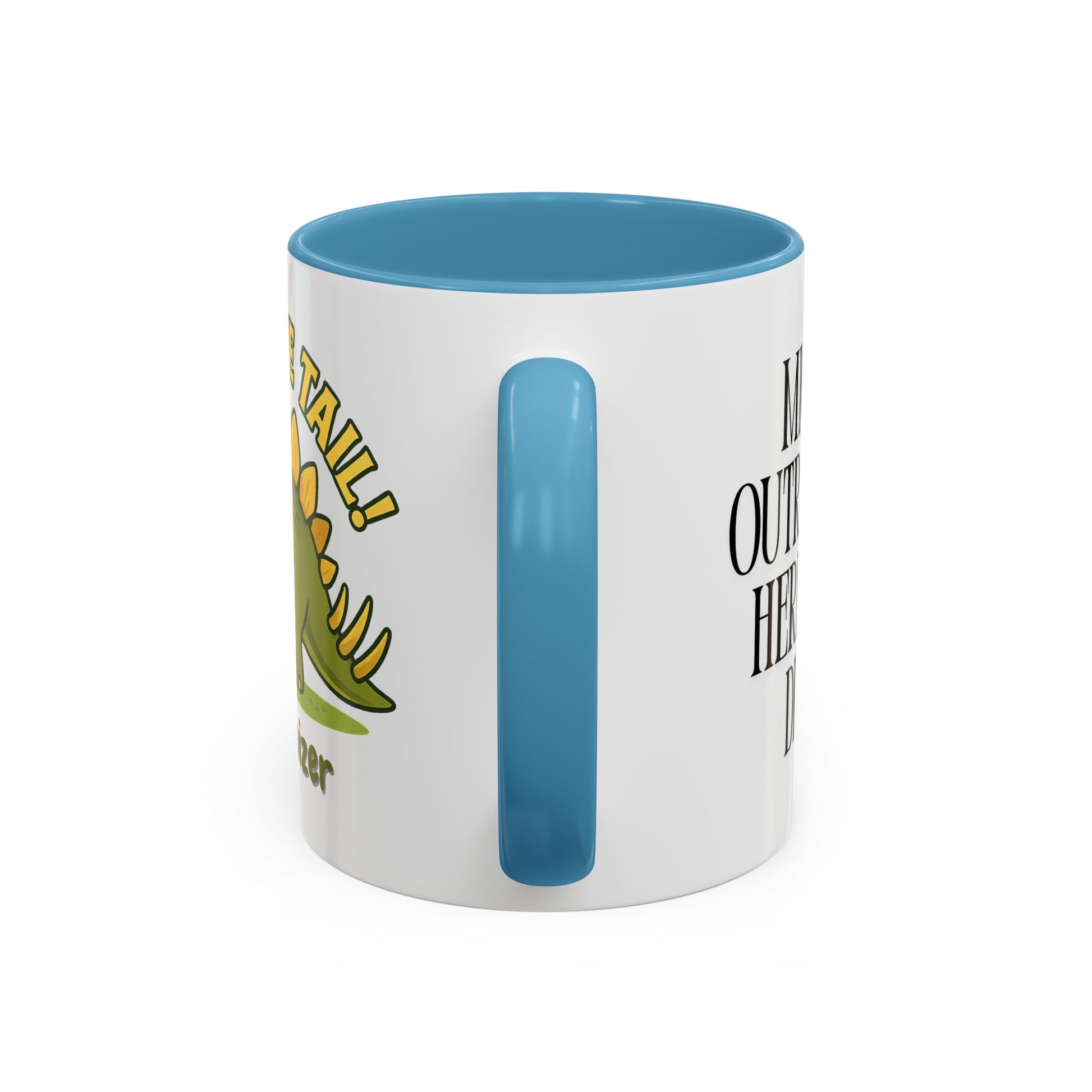 Thagomizer "Mind the Tail" Dinosaur Mug, Fun Gift for Dinosaur Lovers, Unique Office Cup, Birthday Present, Whimsical Tea or Coffee Mug