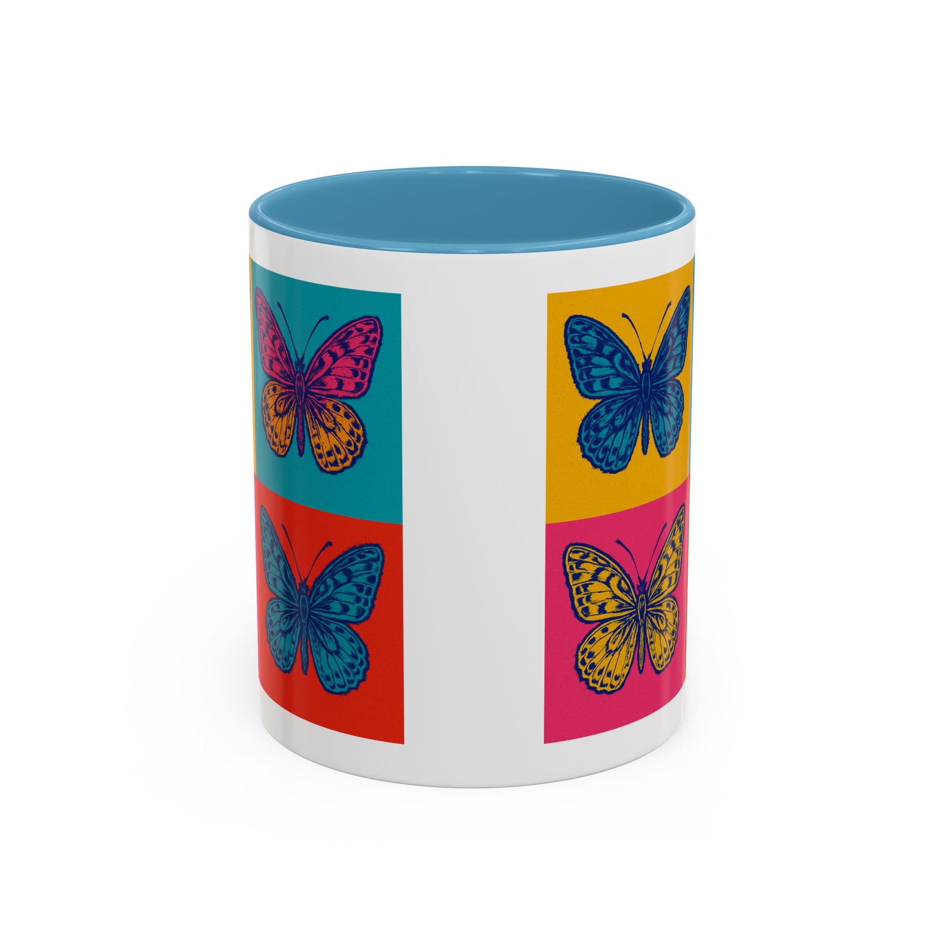 Bold Butterfly Accent Coffee Mug, Colorful Butterfly Mug, Artistic Coffee Cup, Unique Mug Gift, Retro-Inspired Drinkware