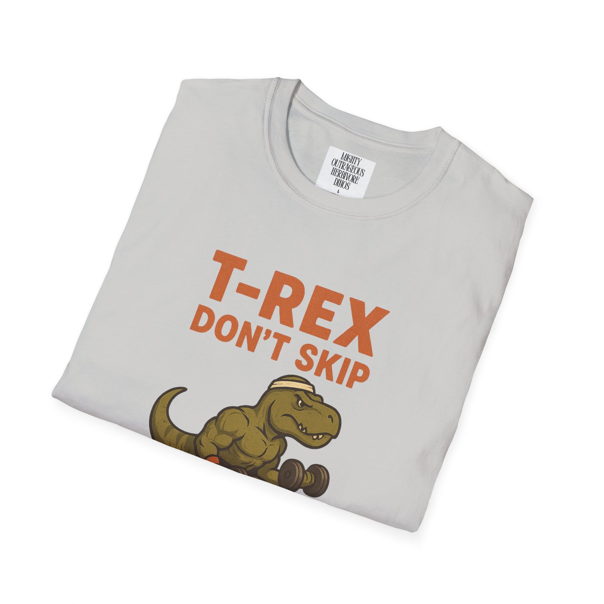 T-Shirt with T-Rex Design, Funny Dino Tee, Gym Humor Shirt, Unisex Jurassic Workout Top