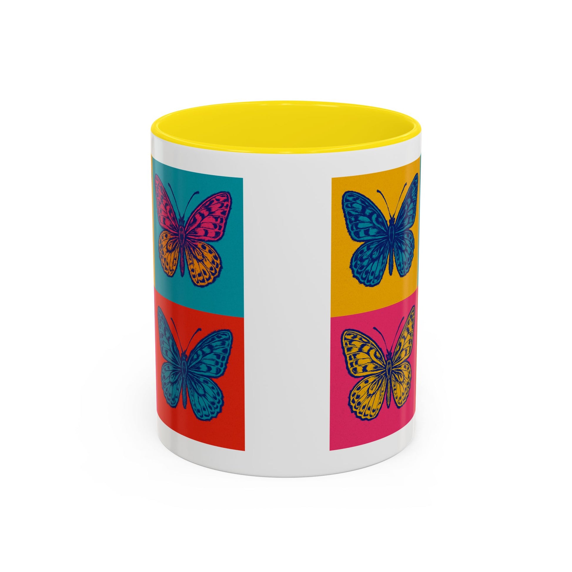 Bold Butterfly Accent Coffee Mug, Colorful Butterfly Mug, Artistic Coffee Cup, Unique Mug Gift, Retro-Inspired Drinkware