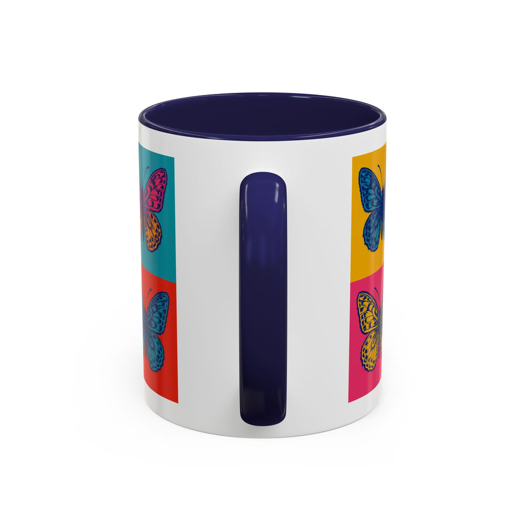 Bold Butterfly Accent Coffee Mug, Colorful Butterfly Mug, Artistic Coffee Cup, Unique Mug Gift, Retro-Inspired Drinkware
