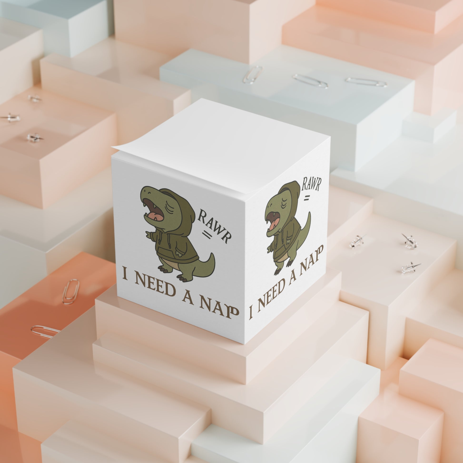 T-Rex Nap Note Cube | Cute Desk Accessory for Dinos Lovers | Fun Office Decor | Gift for Kids & Adults, Study Supplies, Journaling