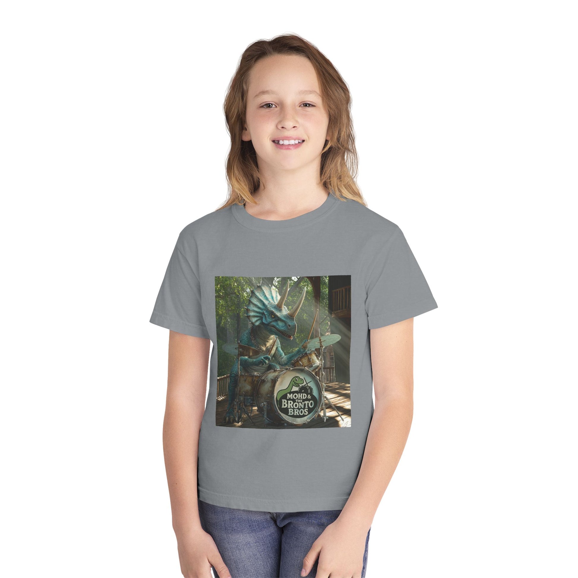 Youth Midweight Tee with Dino Adventure Design for Kids, Perfect for Summer Fun, Birthday Parties, Concerts, or Roarsome Events!