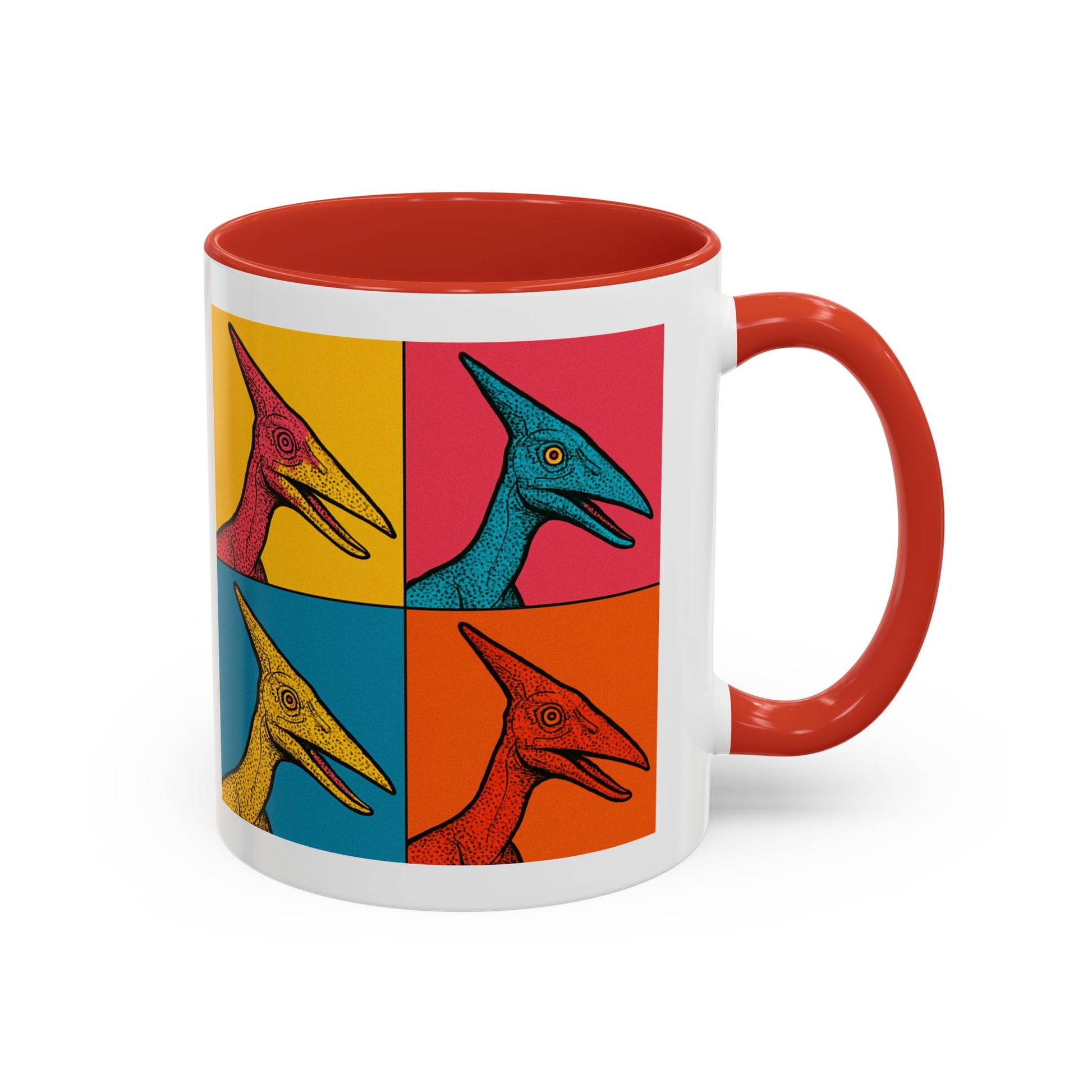 Vibrant Dinosaur Accent Coffee Mug - Quirky Gift for Pterodactyl Lovers, Unique Kitchen Decor, Colorful Ceramic Mug