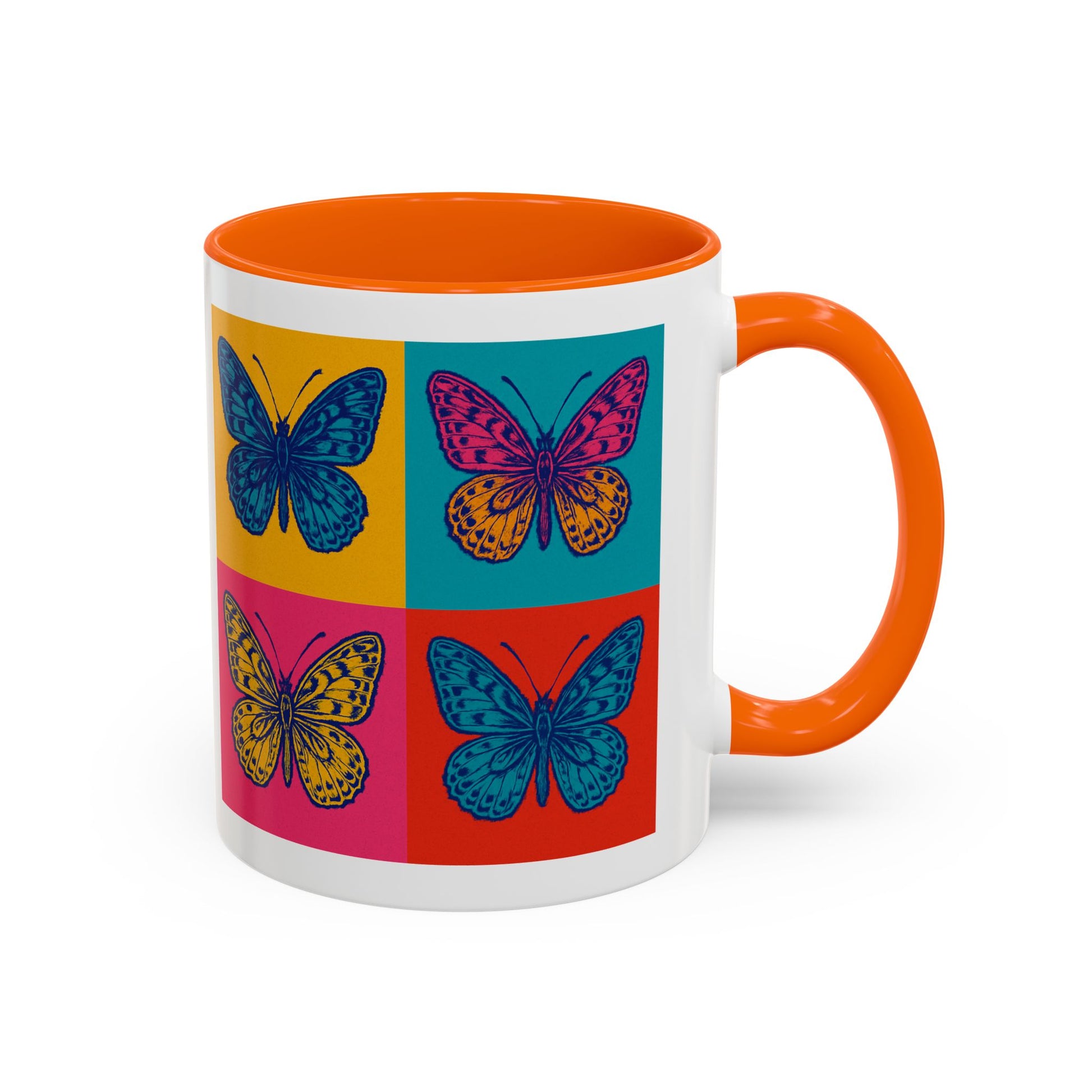 Bold Butterfly Accent Coffee Mug, Colorful Butterfly Mug, Artistic Coffee Cup, Unique Mug Gift, Retro-Inspired Drinkware