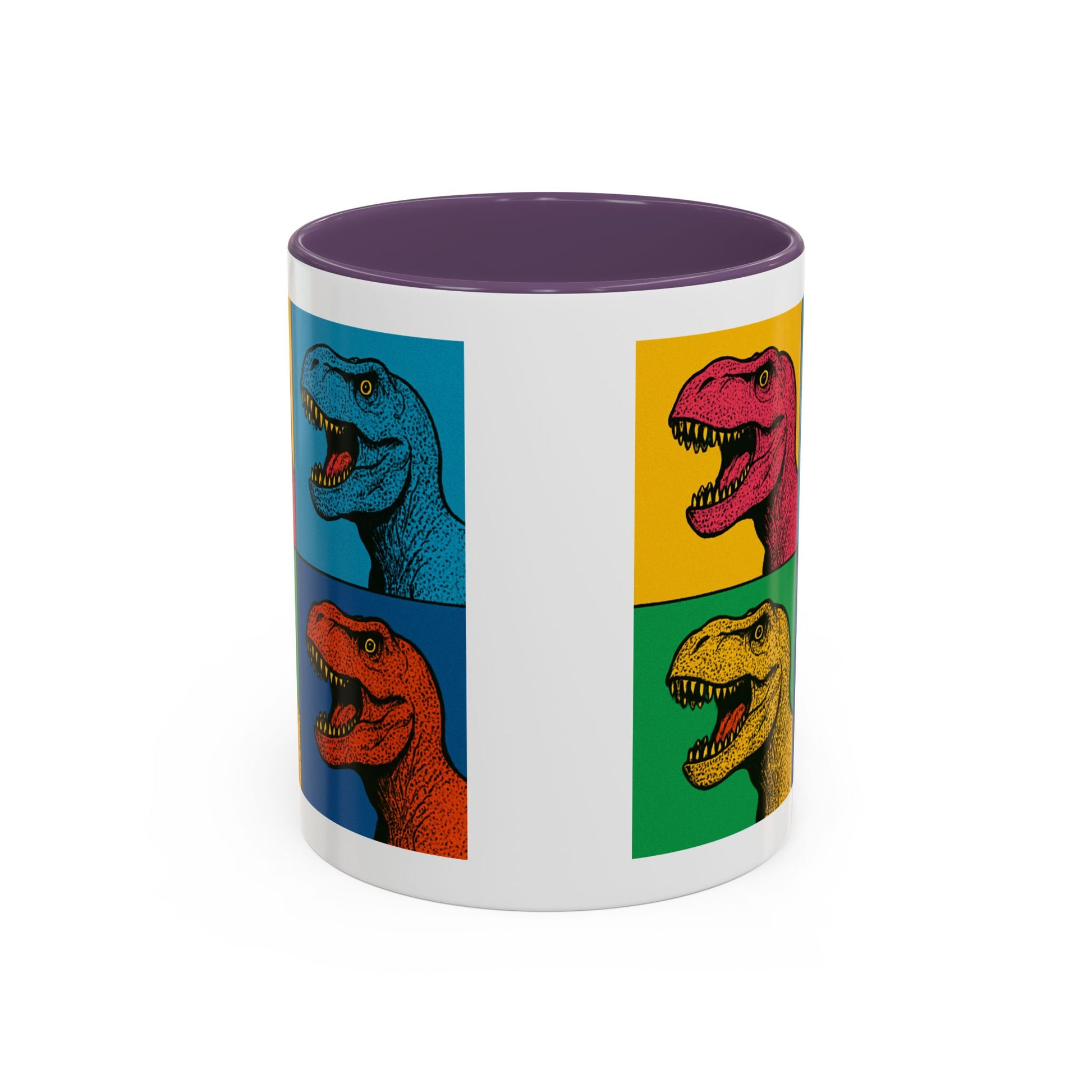 Dinosaur Accent Coffee Mug - Colorful T-Rex Design, Fun Gift for Kids, Perfect for Birthdays, Coffee Lover, Dinosaur Enthusiast