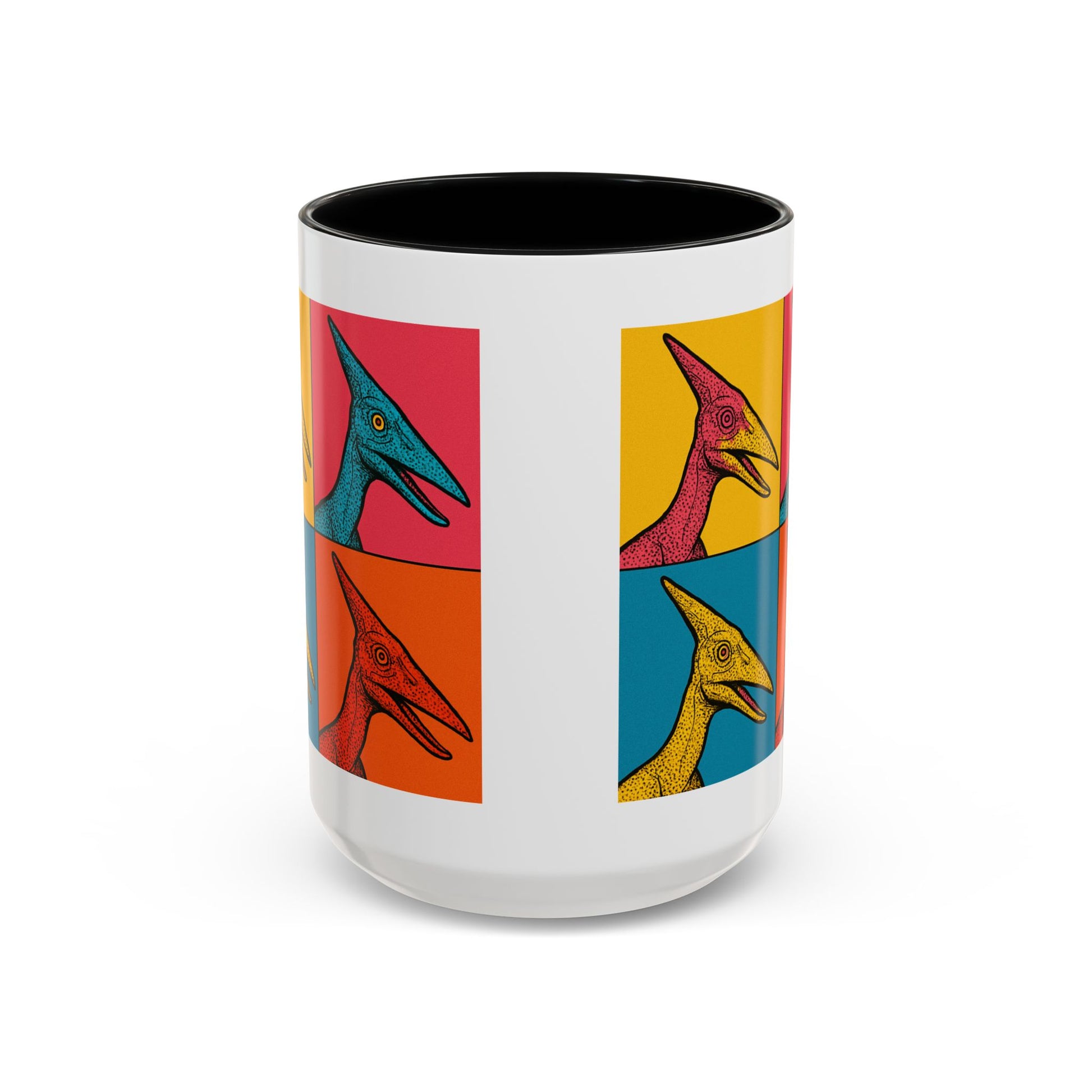 Vibrant Dinosaur Accent Coffee Mug - Quirky Gift for Pterodactyl Lovers, Unique Kitchen Decor, Colorful Ceramic Mug