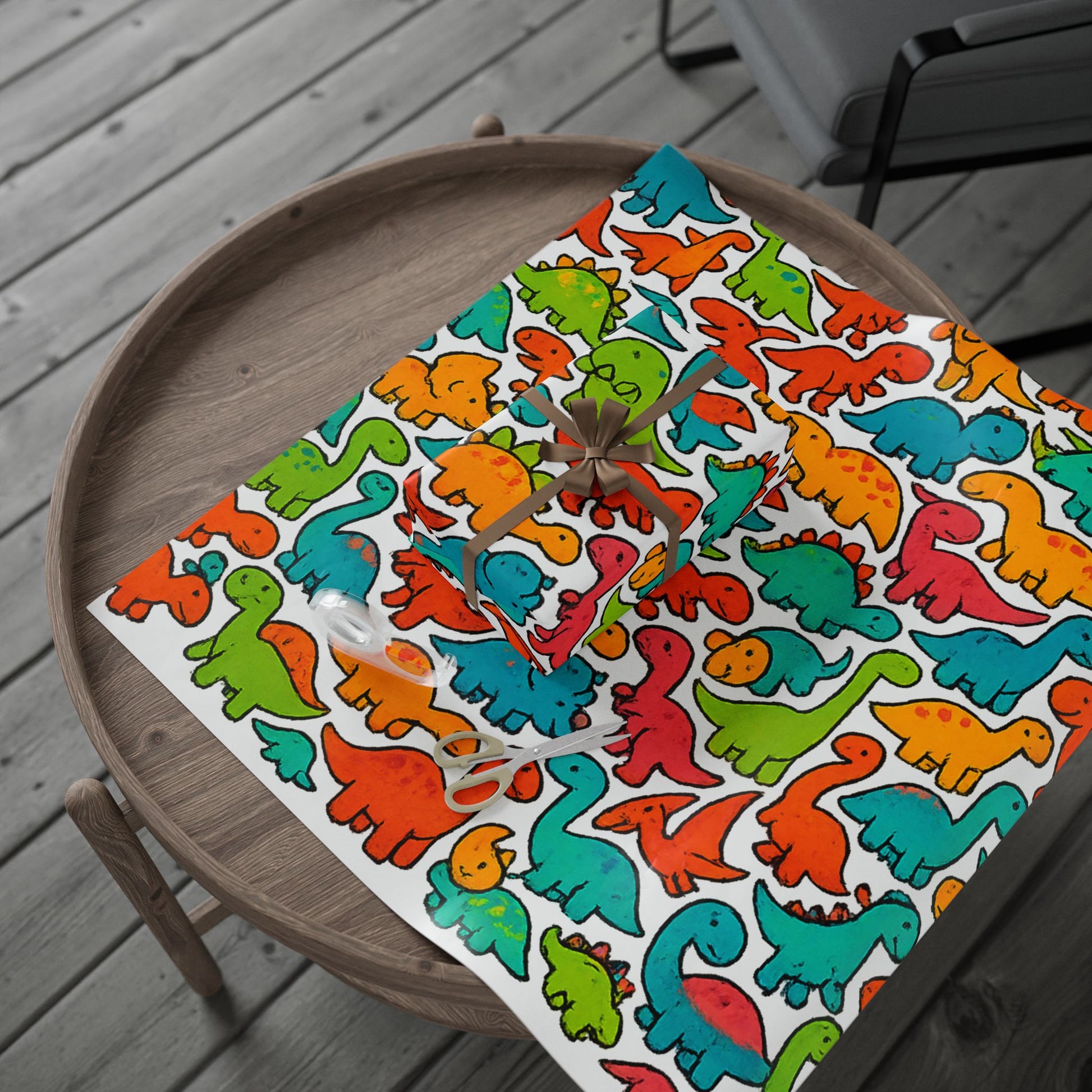 Dinosaur Wrapping Paper Roll - Colorful Gift Wrap for Kids Parties, Birthdays, Baby Showers, Holidays, Eco-Friendly Gift Wrap