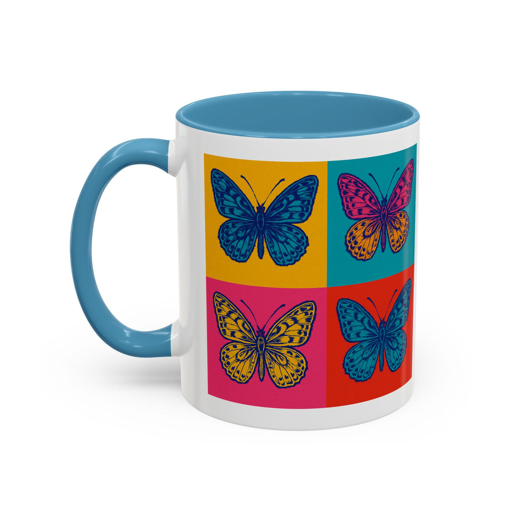 Bold Butterfly Accent Coffee Mug, Colorful Butterfly Mug, Artistic Coffee Cup, Unique Mug Gift, Retro-Inspired Drinkware