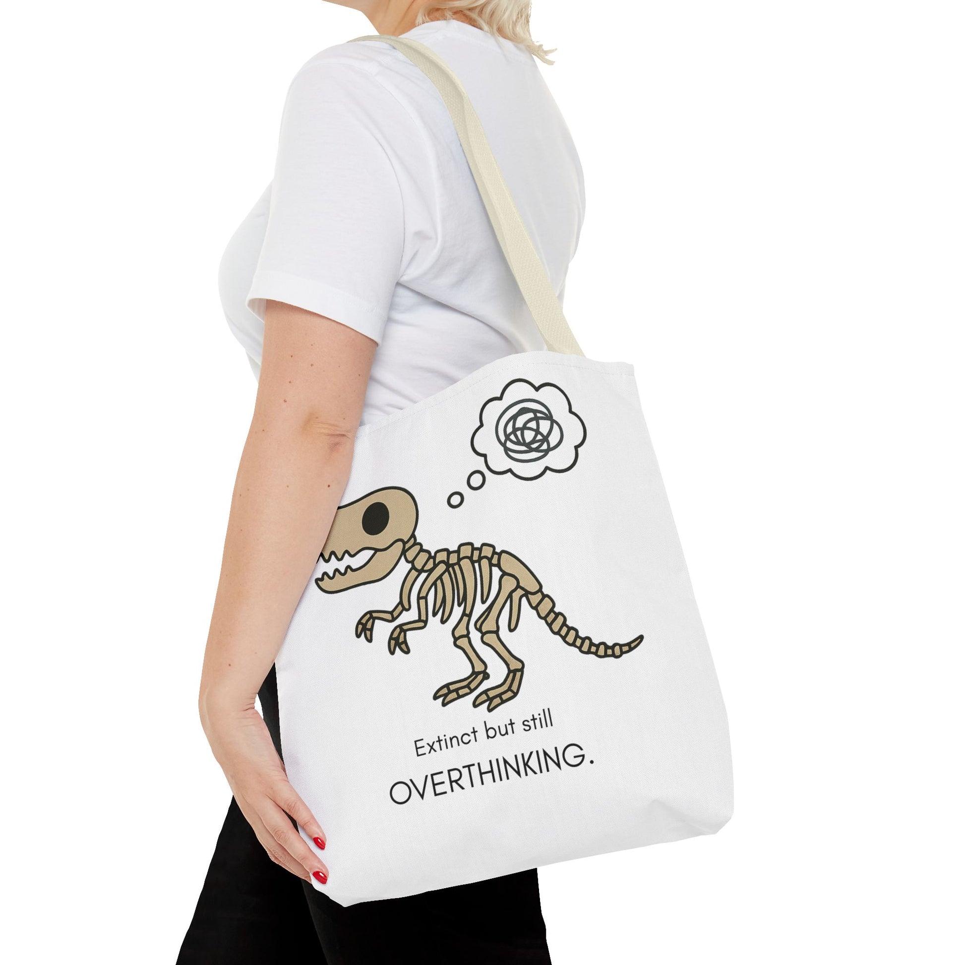 Dinosaur Tote Bag - Extinct but still OVERTHINKING, Funny Tote, Gift for Students, Eco-Friendly Carryall, Unique Shopper Bag, Cute Bag [...]