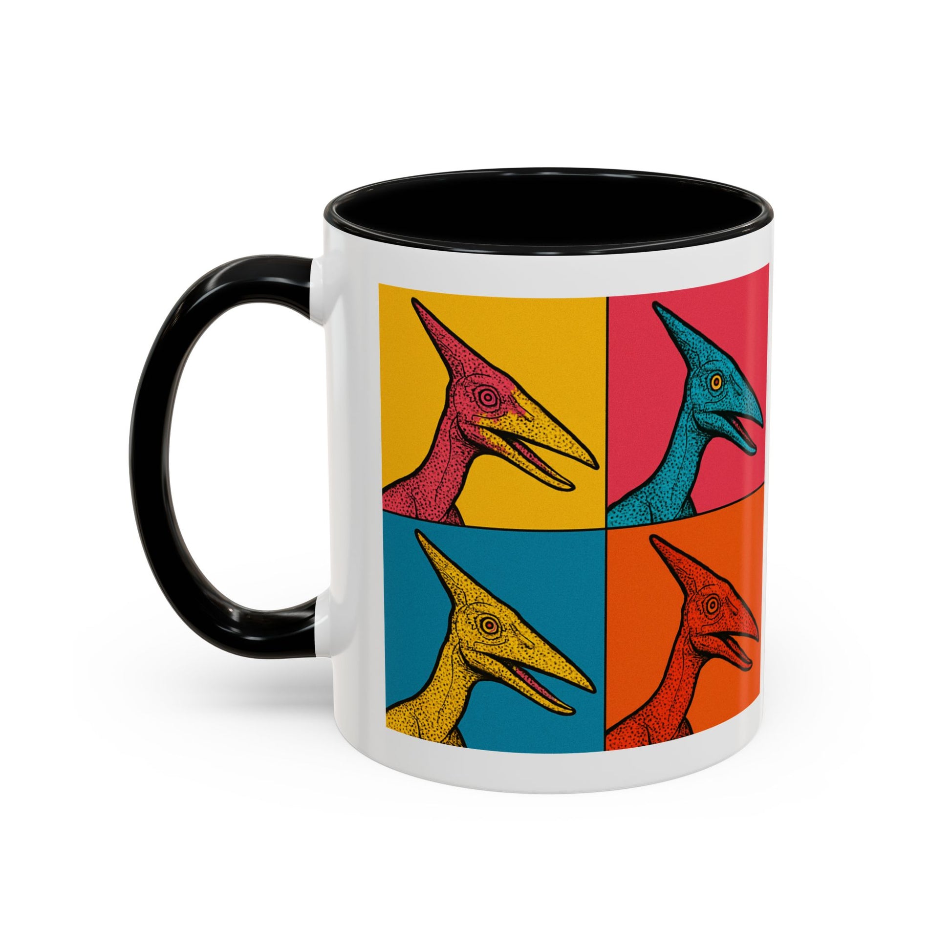 Vibrant Dinosaur Accent Coffee Mug - Quirky Gift for Pterodactyl Lovers, Unique Kitchen Decor, Colorful Ceramic Mug