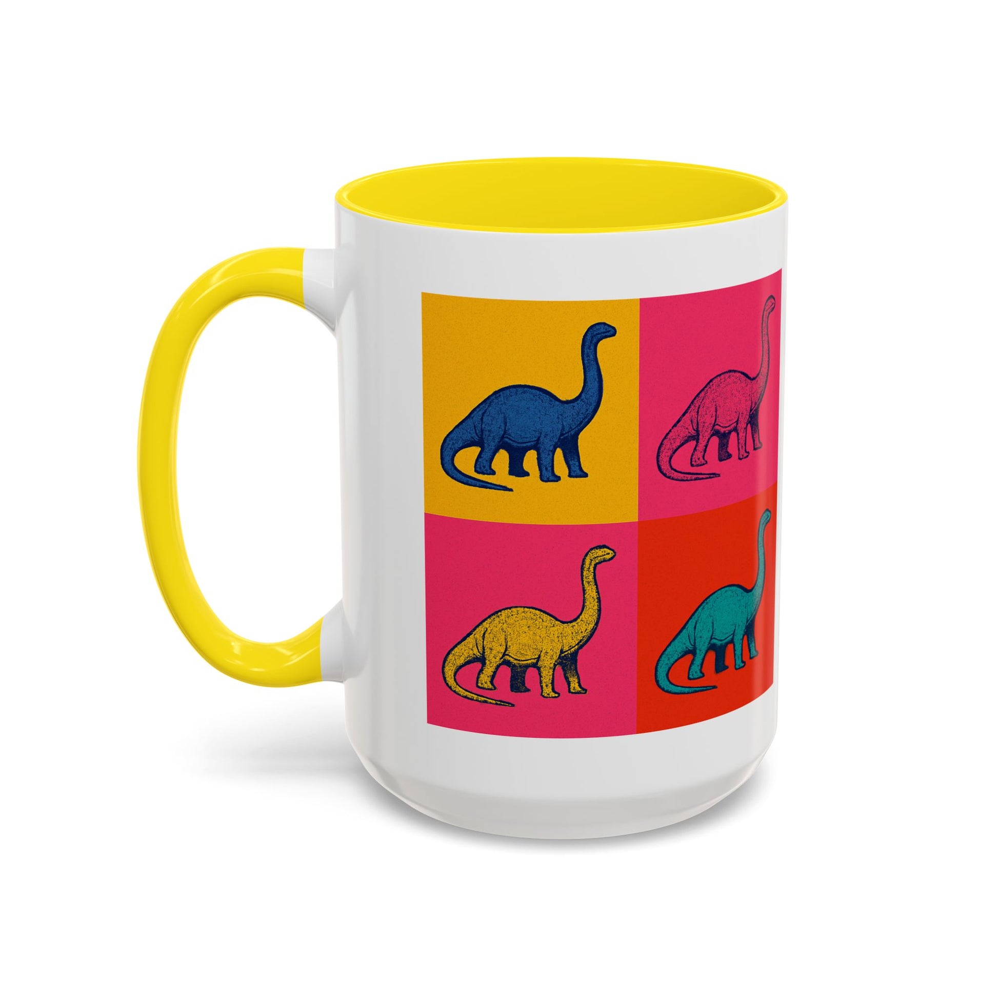 Colorful Dinosaur Accent Coffee Mug - Fun Gift for Dino Lovers, Cute Drinkware for Birthdays, Unique Home Decor, Dinosaur Themed