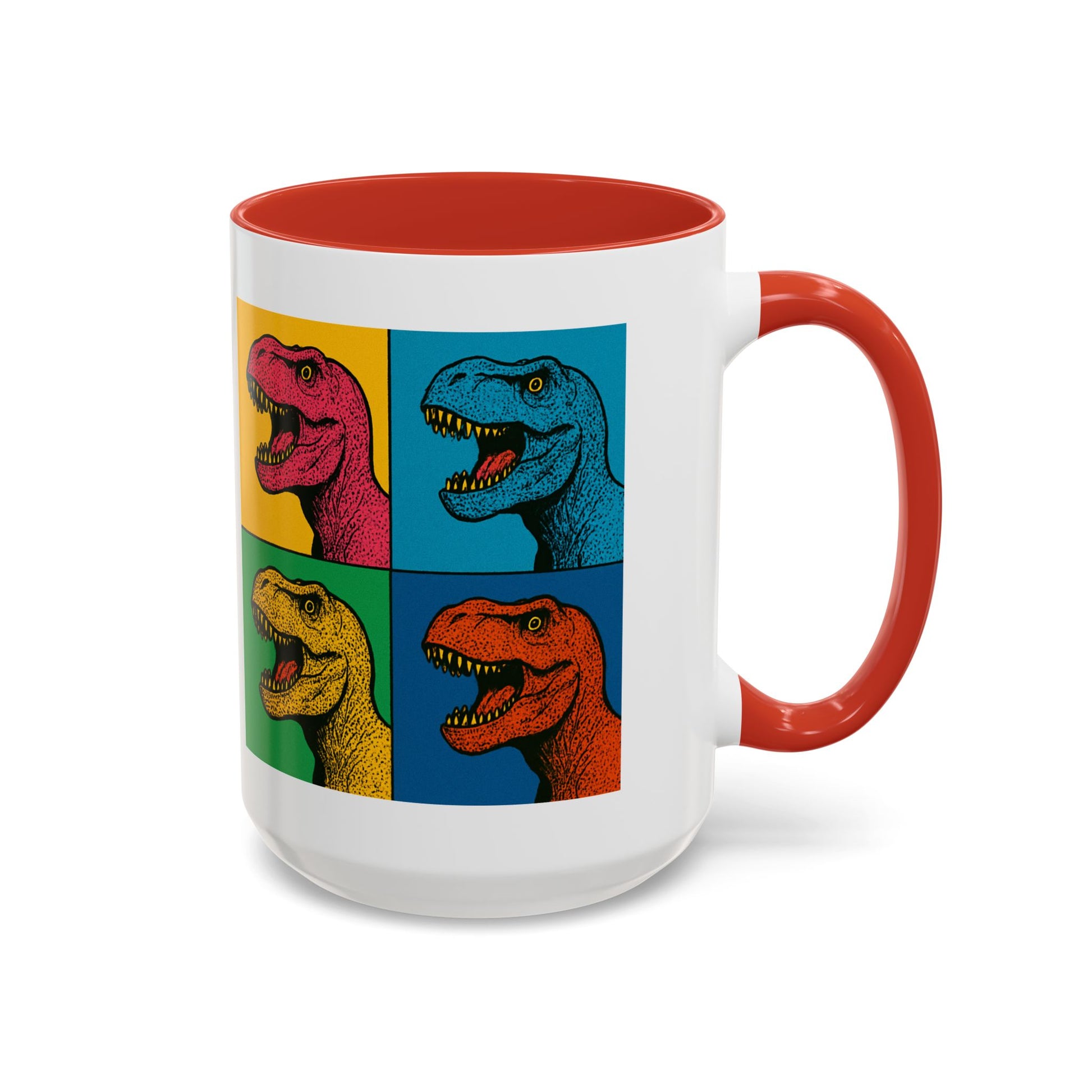 Dinosaur Accent Coffee Mug - Colorful T-Rex Design, Fun Gift for Kids, Perfect for Birthdays, Coffee Lover, Dinosaur Enthusiast