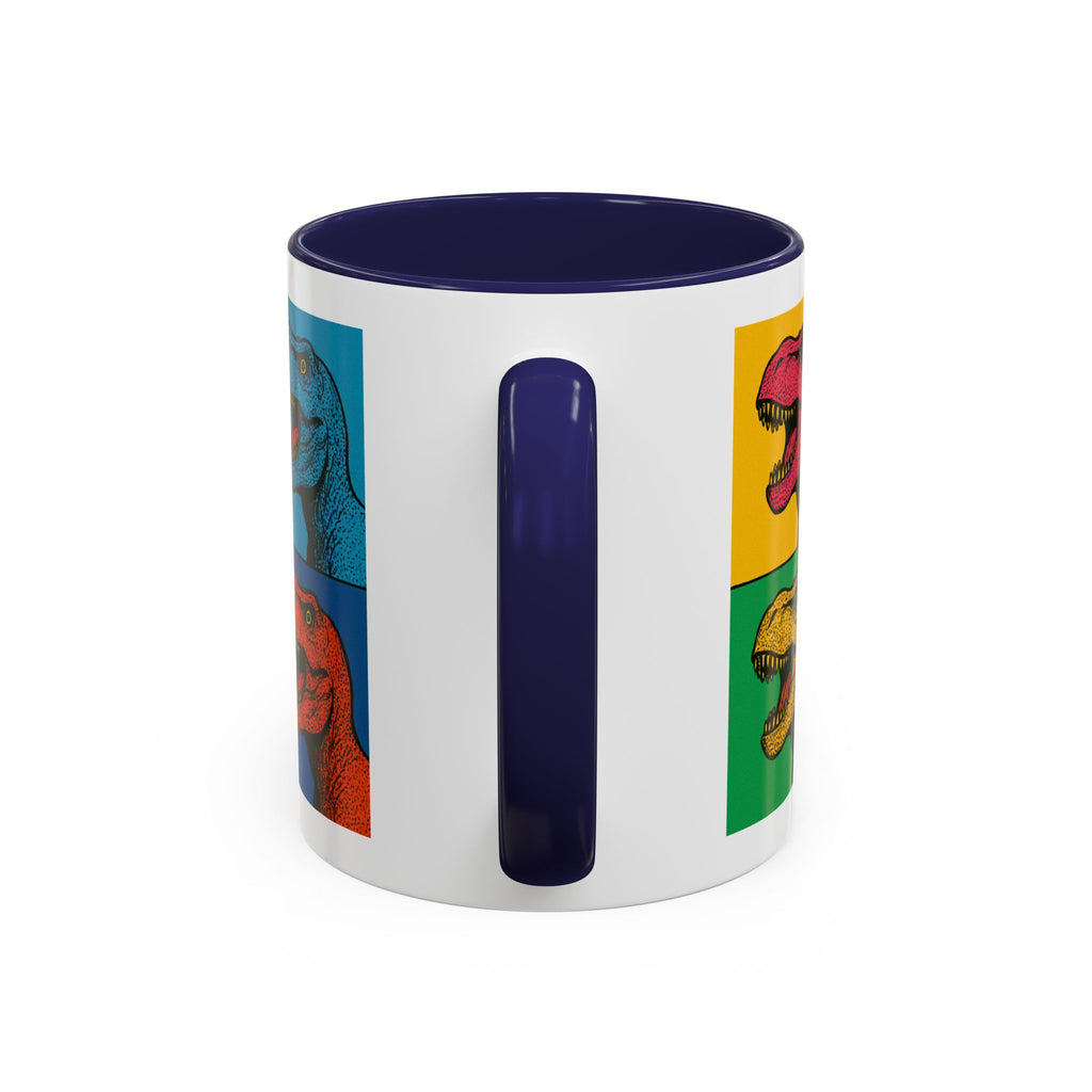 Dinosaur Accent Coffee Mug - Colorful T-Rex Design, Fun Gift for Kids, Perfect for Birthdays, Coffee Lover, Dinosaur Enthusiast